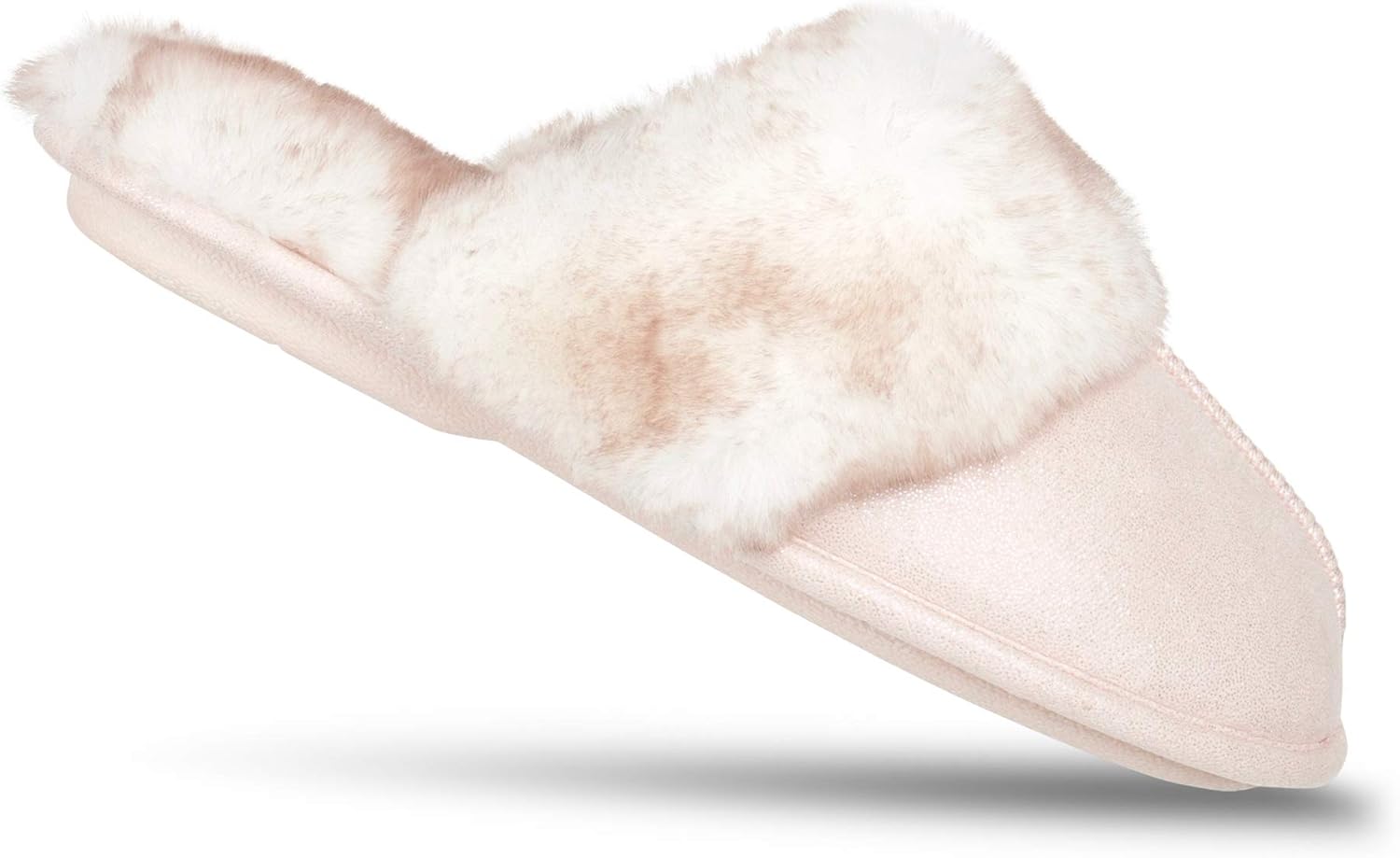 Jessica Simpson womens Comfy Faux Fur House Slipper Scuff Memory Foam Slip on Anti-skid SoleSlipper - Image 5