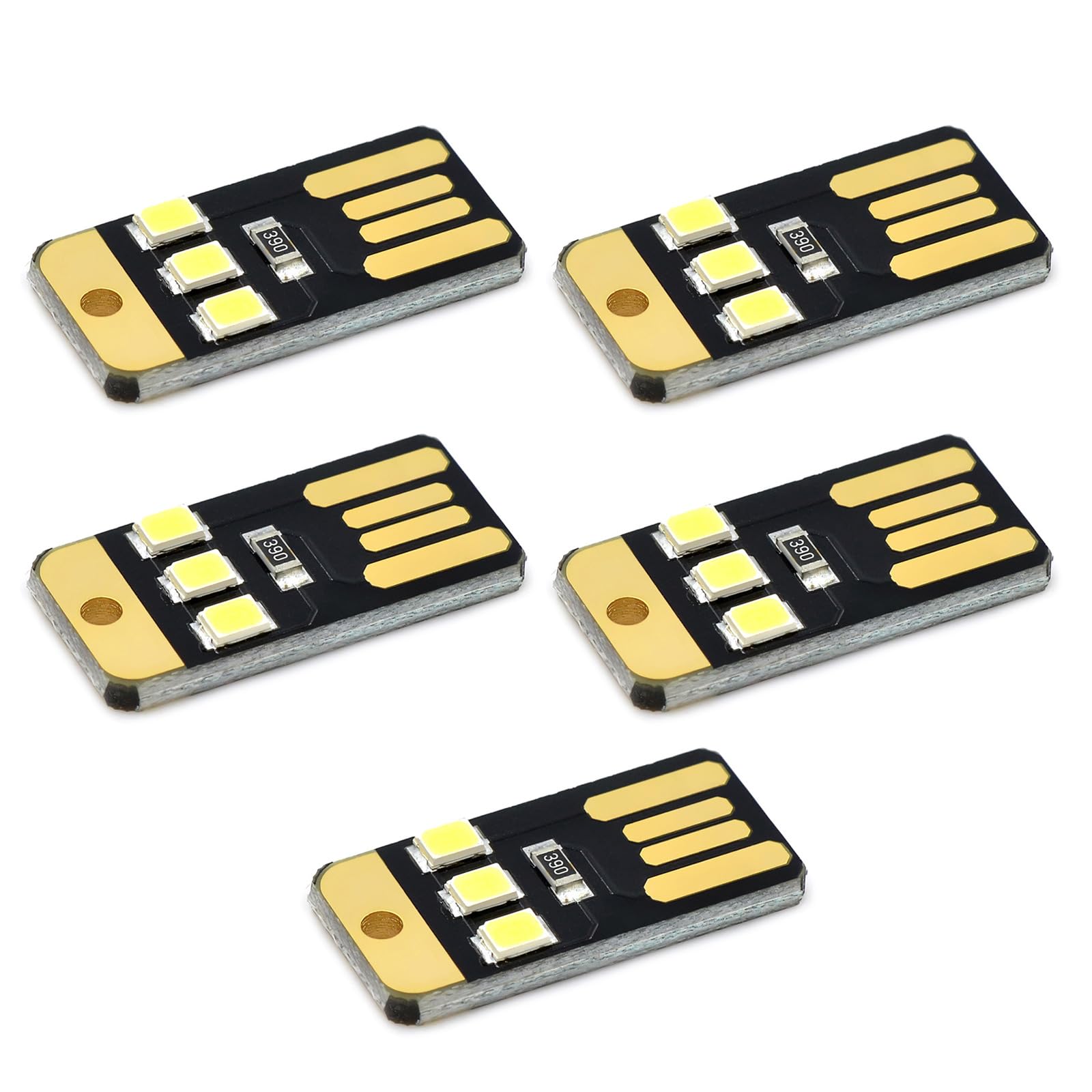 Hxyxbnhno 5Pcs Pocket Card USB Power LED Keychains Night Light 0.2W USB LED Bulb Book Light for Laptop PC Powerbank