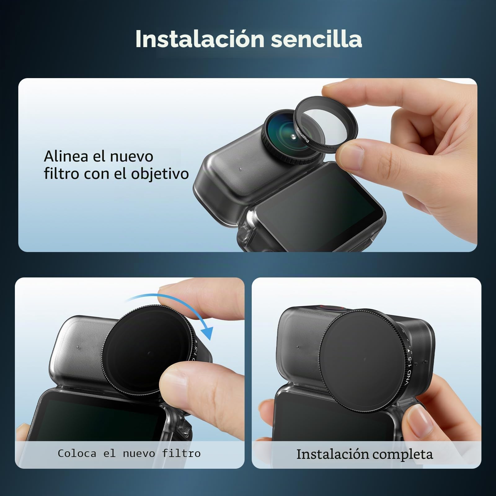 SmallRig Nano VND - Filtro de 1-5 paradas para DJI Osmo Nano, filtro variable ND2-ND32, filtros ND ajustables, hecho de vidrio óptico HD multicapa, incluye estuche de almacenamiento