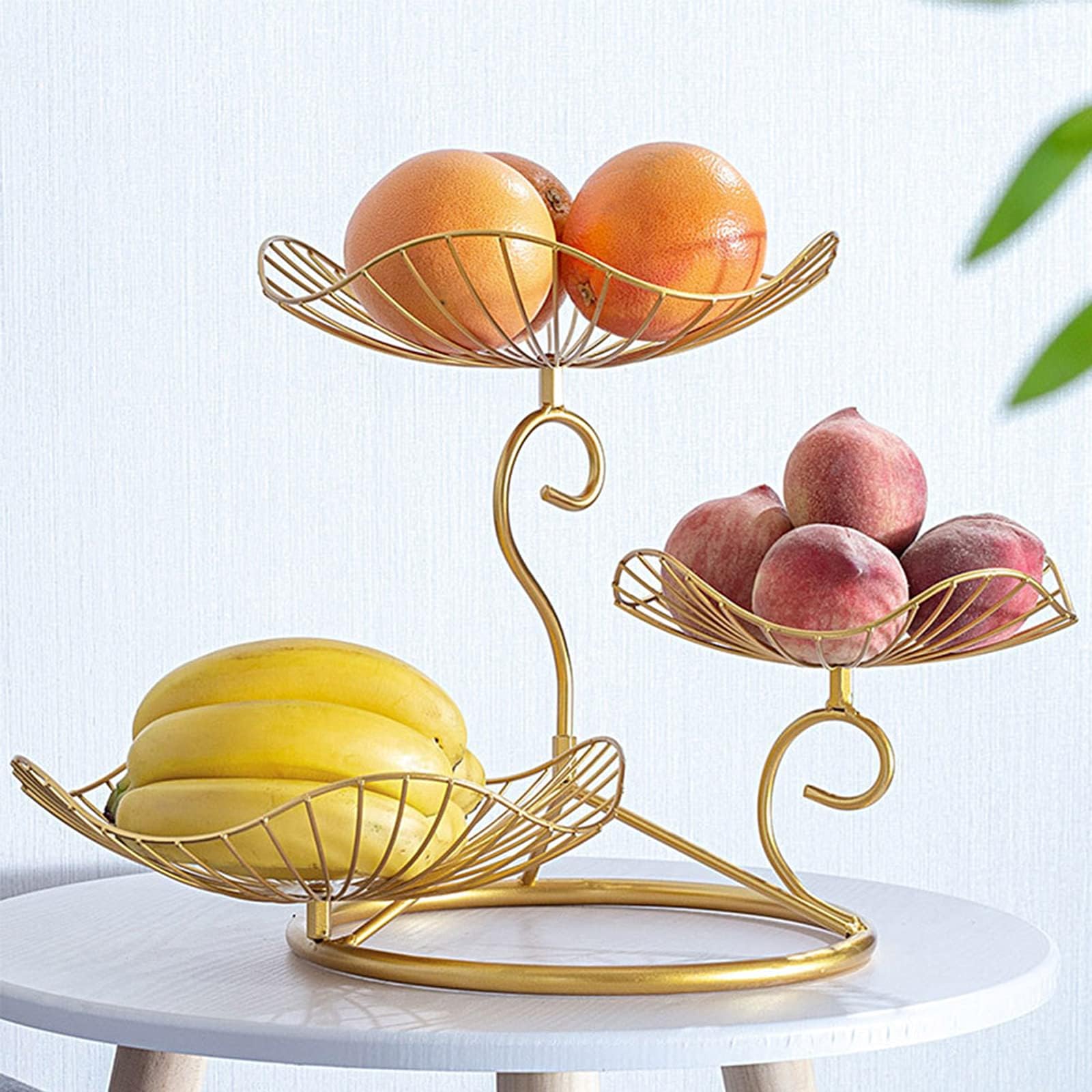 PEALOV 3 Tier Fruit Basket,Decorative Fruit Bowls Stand,Fruit Storage Rack,Fruit Racks Vegetable Snacks Holder for Kitchen,Lotus Leaf-Shaped Home Coffee Table Living Room Dining Table Fruit Basket