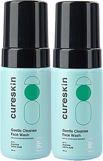 Cureskin Gentle Cleanse Brightening Face Wash with Lactic Acid AHA Foam Pack for Unisex, 100 ml (Pack of 2)
