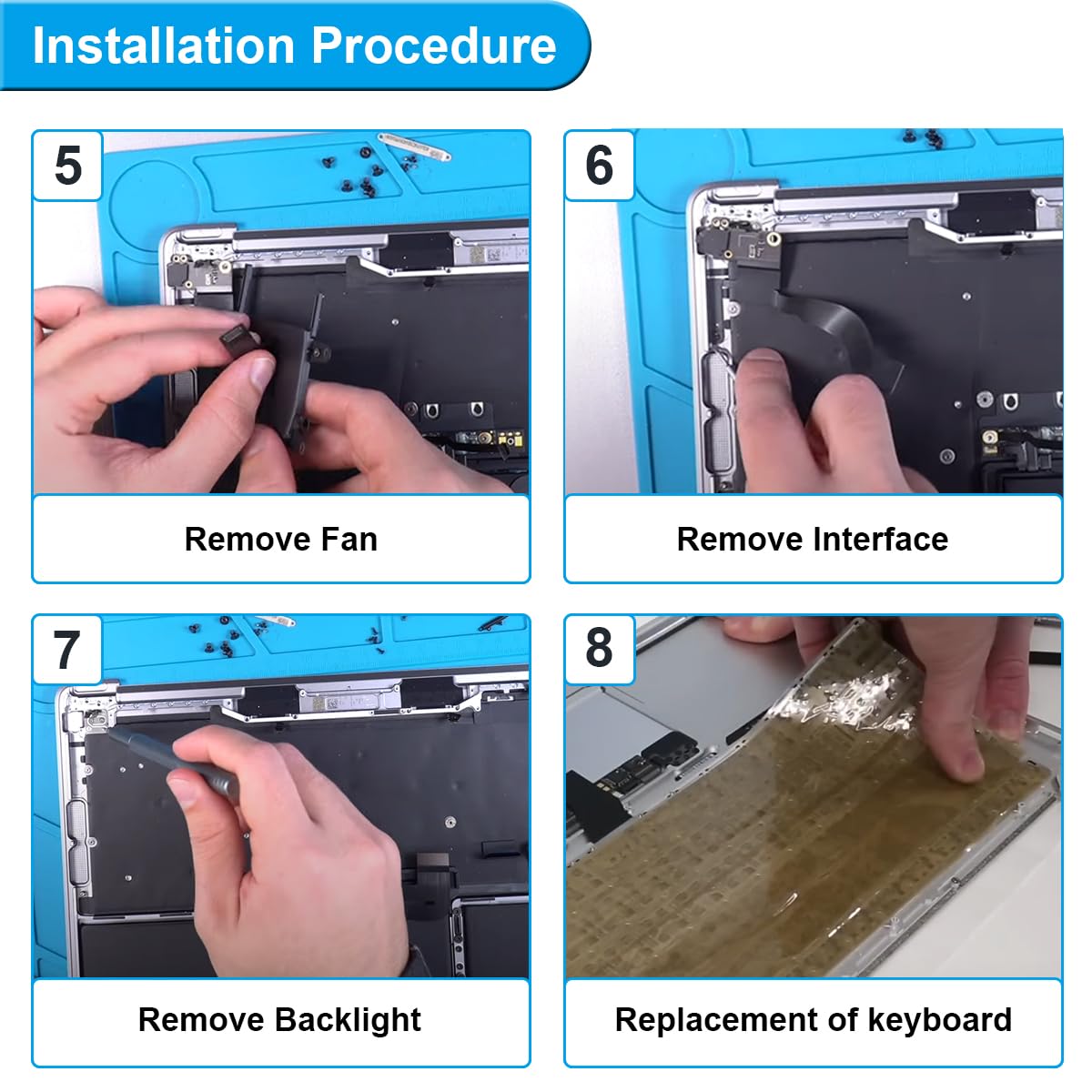 ZHUROUPU Replacement Keyboard UK layout for Macbook Pro 13″ with Retina A2338 Late 2020 Year (EMC 3578) with Keyboard Screws and Repair Tools, UK Standard Big Enter key keyboard Replacement