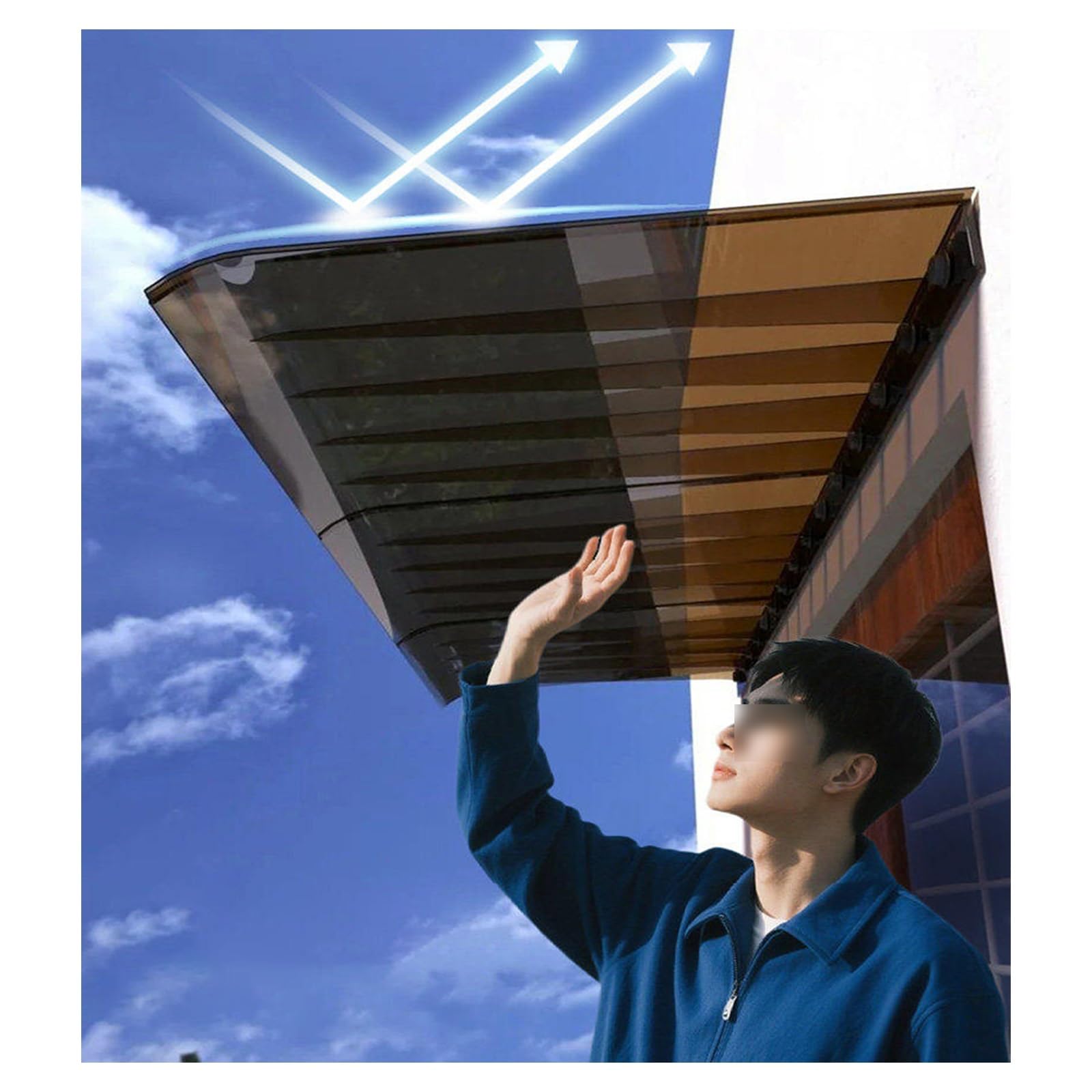 Zhengqian One Color Upgraded Door Canopy,Roofing Window Rain Shelter,Polycarbonate Outdoor Overhang Canopy Shelter,All-Weather Uv/Rain/Snow Protection Awnings,Spliced Overdoor Awning(W35*L50cm/W13.7*L19.6in)