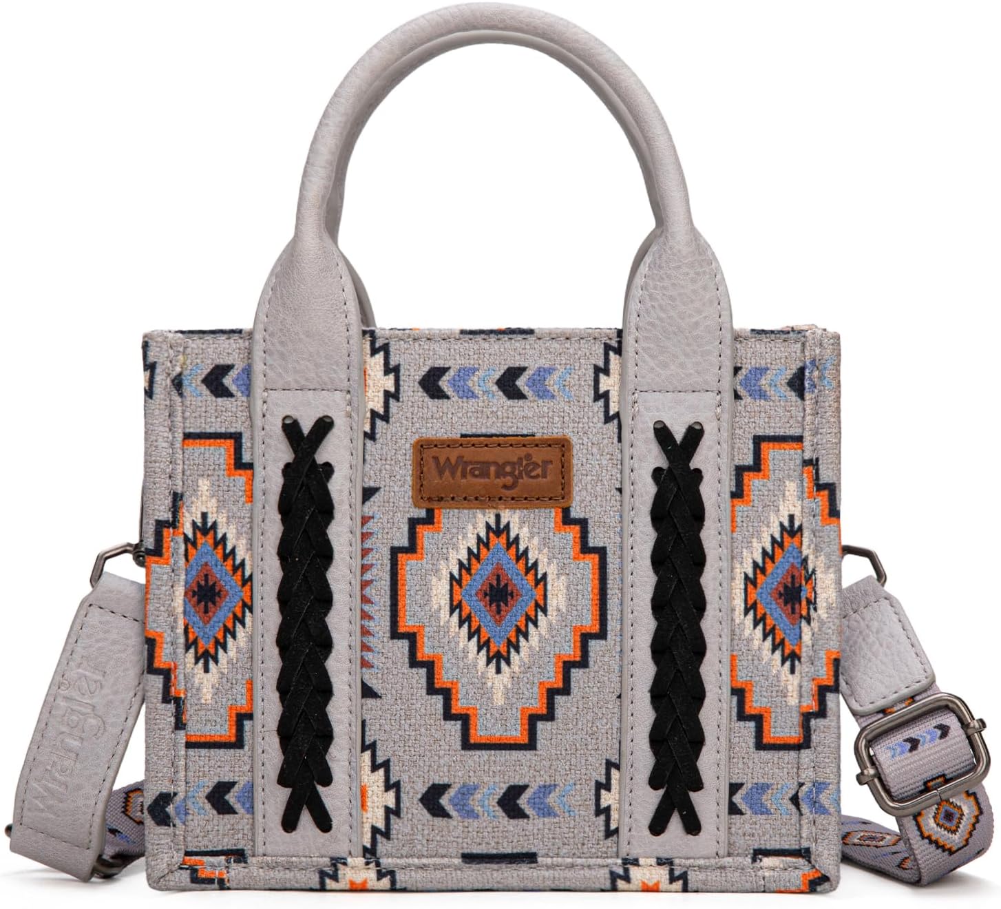 Wrangler Mini Aztec Tote Bag for Women Boho Small Top Handle Purse with Adjustable Strap