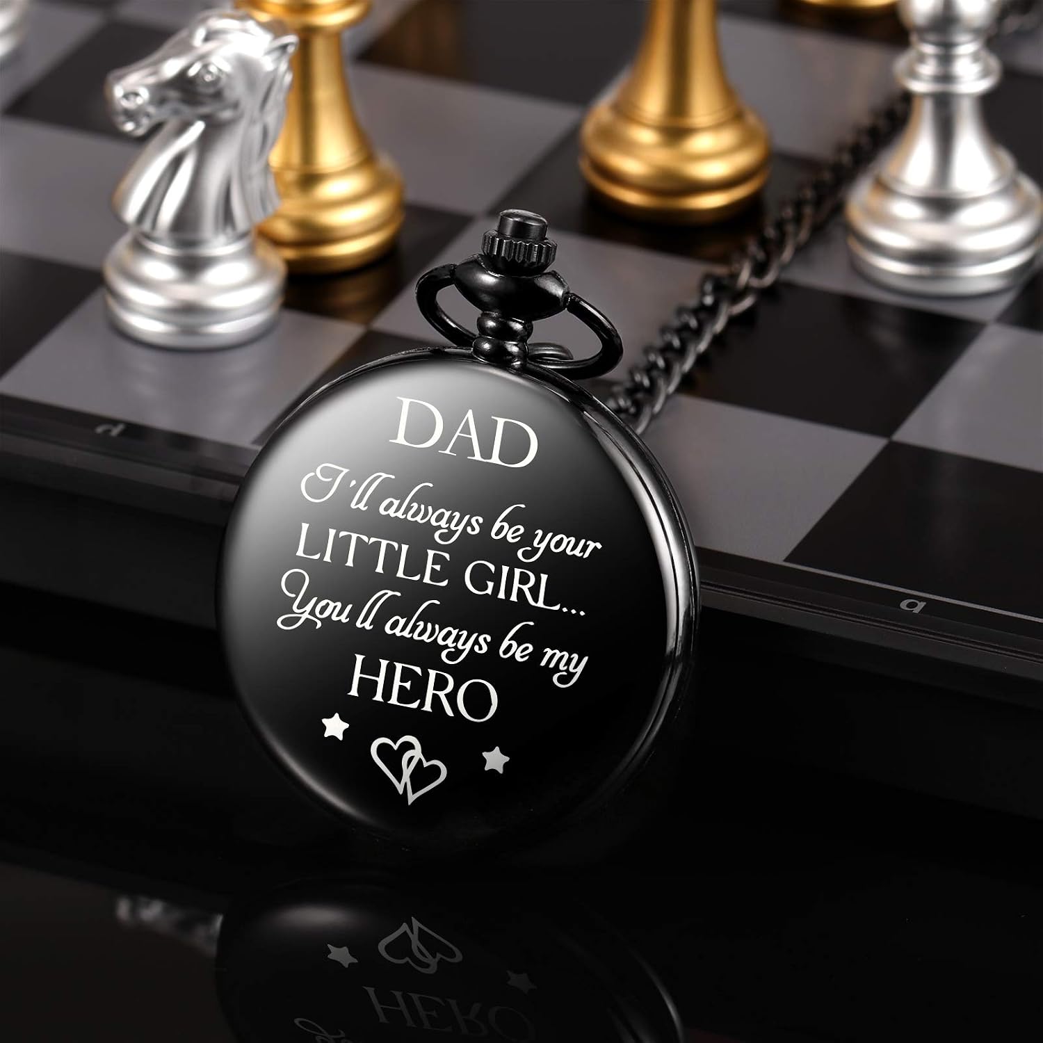 TREEWETO Pocket Watch for Dad from Daughter Engraved -I Will Always be Your Little Girl Father Pocket Watches Child to Dad Birthday Father's Day