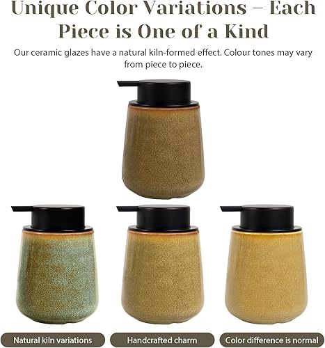 Miniatura 3 de INGOFIN Dispensador de loción de cerámica, dispensador de jabón de manos recargable de 12 onzas, dispensador de jabón líquido moderno con bomba,