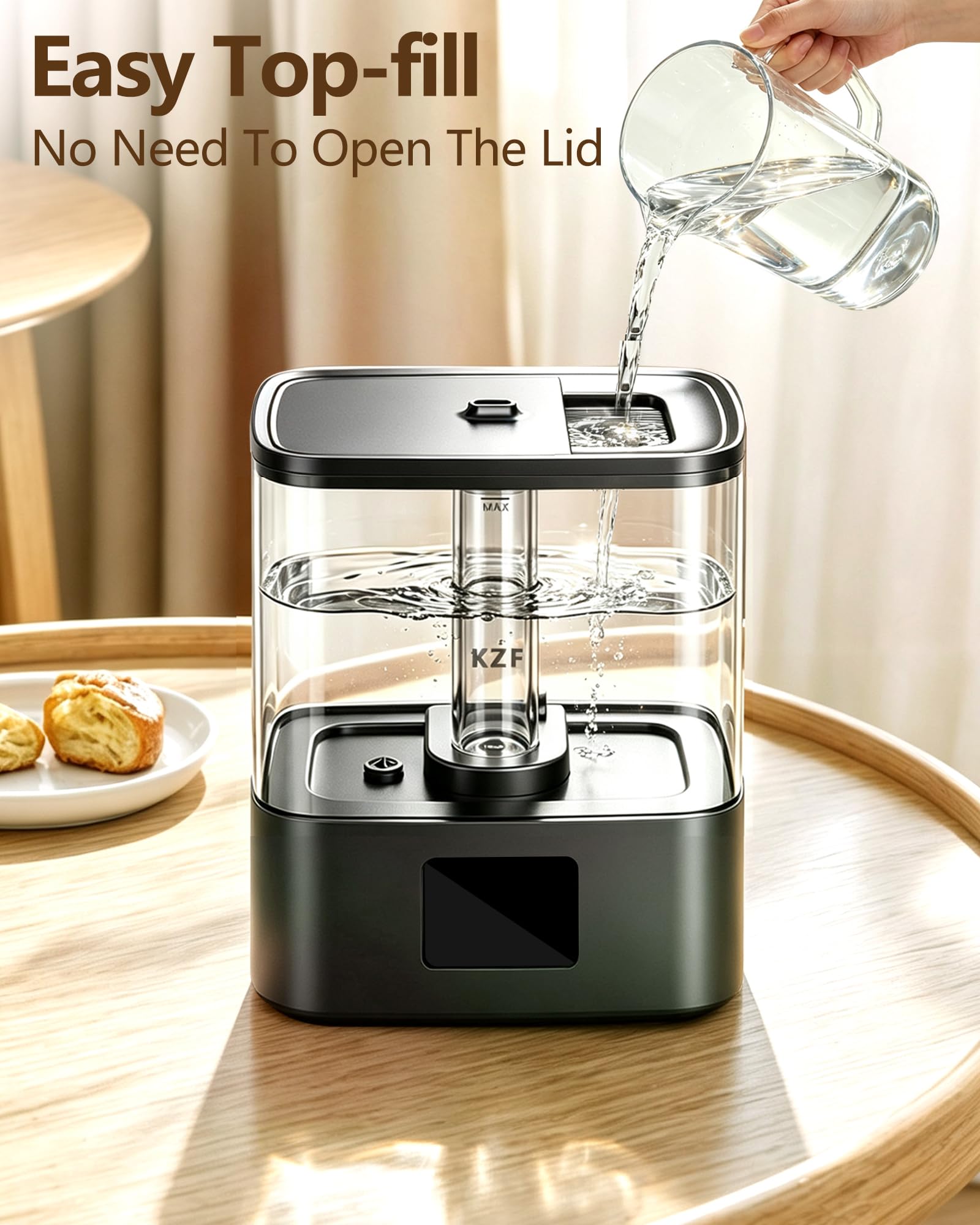 Humidificadores de relleno superior de 4 litros para recámara y tiempo de funcionamiento de 60 horas, humidificador de niebla fresca, 3 niveles de niebla, temporizador de 8 horas, bandeja de aceite