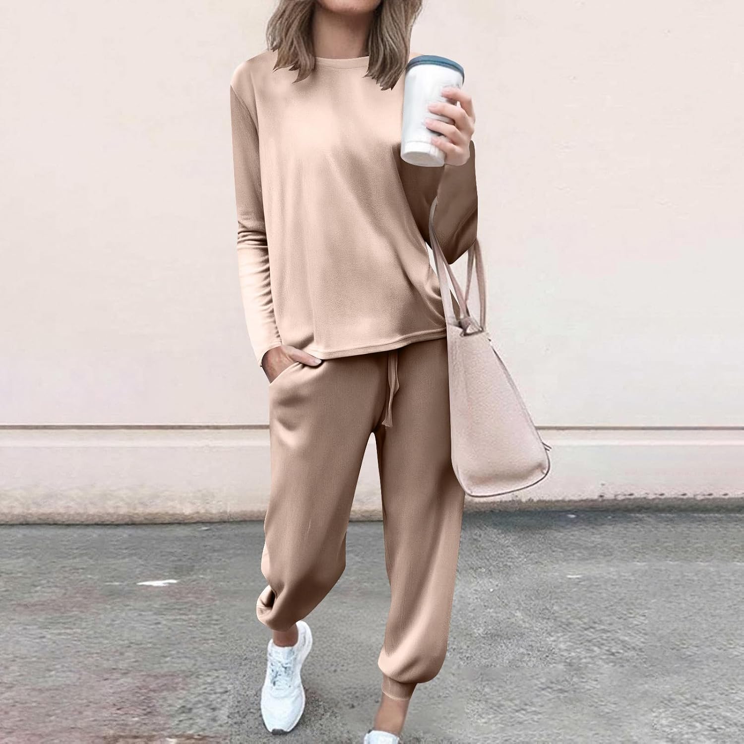 2 Piece Velvet Outfits for Women Fall Pullover Crewneck Sweatshirts and Jogging Pants Lounge Sweatsuit Sets