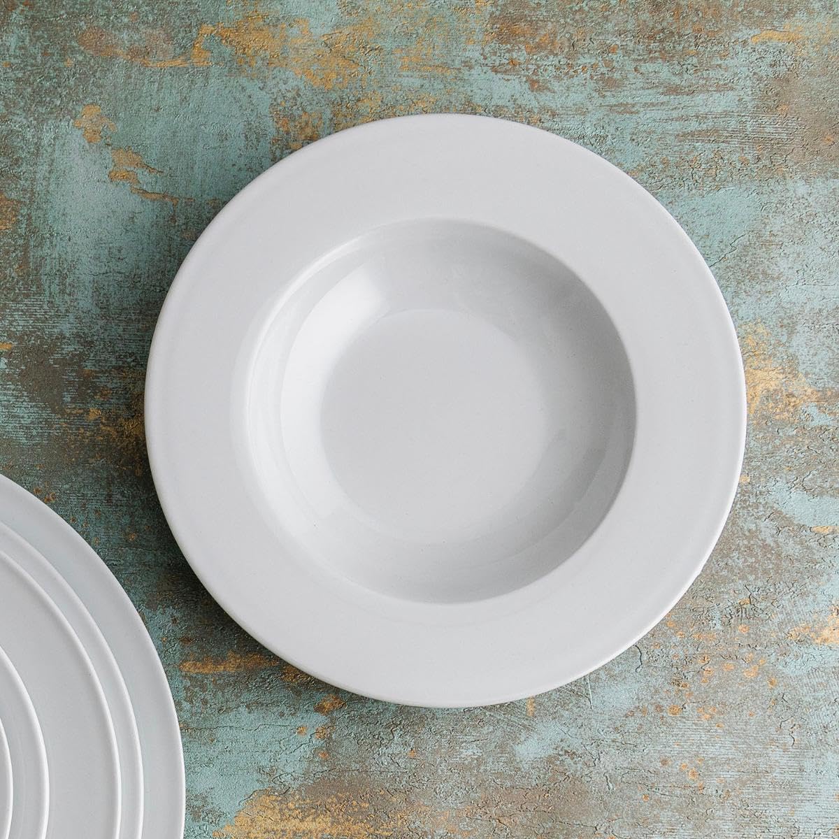 Bidasoa Vajilla de porcelana Glacial Ala Ancha 18 piezas para 6 personas | Blanco, diseño redondo, acabado brillo, apta para microondas