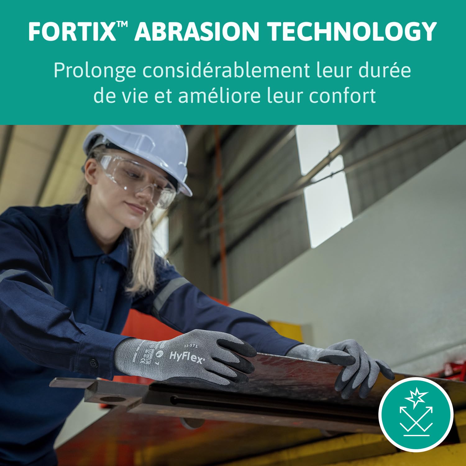 Ansell HyFlex 11-571 Gants Anti-Coupures, Enduction Nitrile Résistante à l'Abrasion, Gants de Travail Professionnels Haute Protection, Homme Femme, Gris, Taille L (12 Paires)