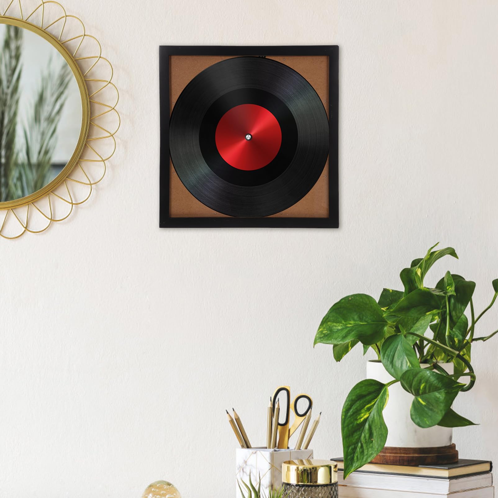 Zerodeko Marco Para Discos De Vinilo Negro Soporte De Exhibición Para Decoración De Pared Almacenamiento De Álbumes Para Hogar y Oficina