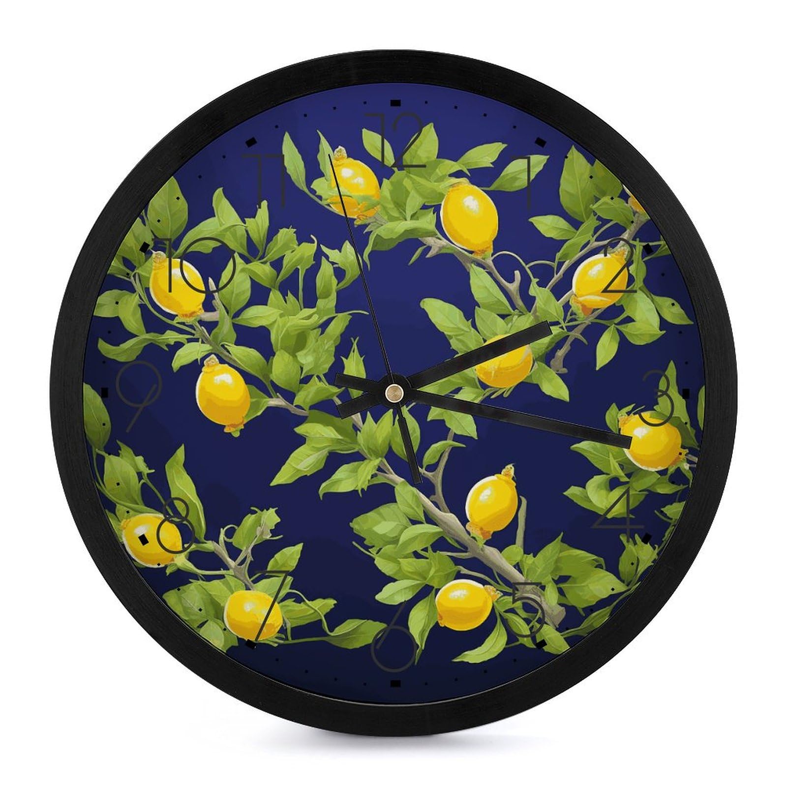 Horloge murale anti tic-tac citronnier pour éliminer les bruits stressants du salon