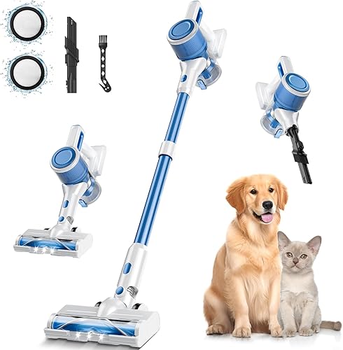 Miniatura 8 de Aspiradora inalámbrica para el hogar, aspiradora de palo ligera 8 en 1 con tiempo de funcionamiento de 45 minutos, potente succión, antienredos,