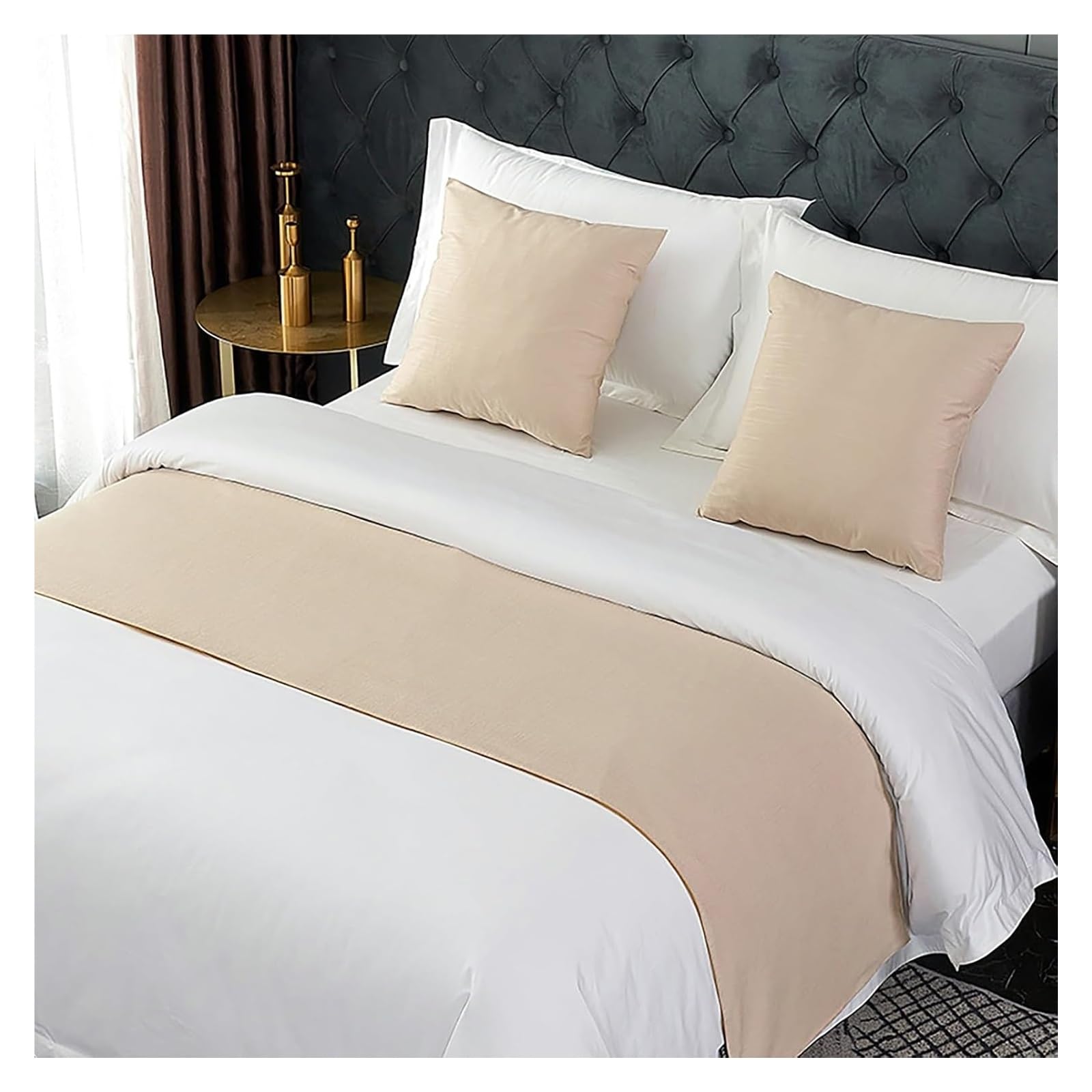 JFGCTYHXY Bed linen throws, Bed Runners & Scarves Solid Single Layer End Scarf, Modern Style(Khaki,50 * 240cm for 180cm Bed)