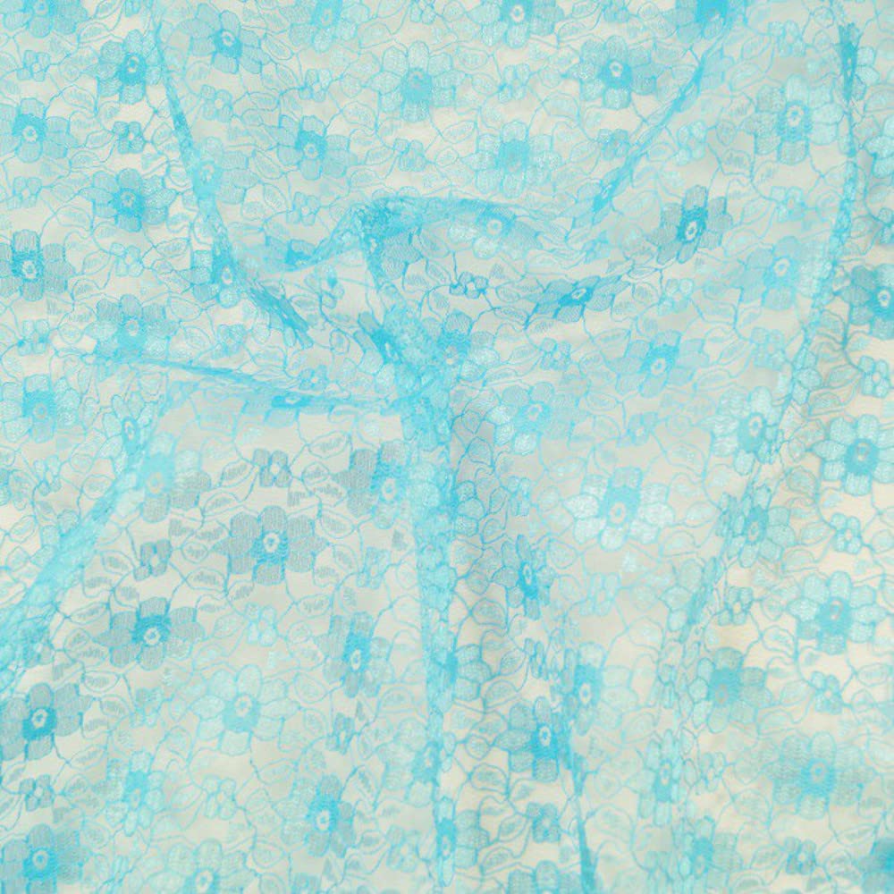 Oh Sew Crafty Limited Turquoise Floral Lace Fabric Dressmaking 100% Polyester Dress Net Bridal (Per Metre) (Turquoise)