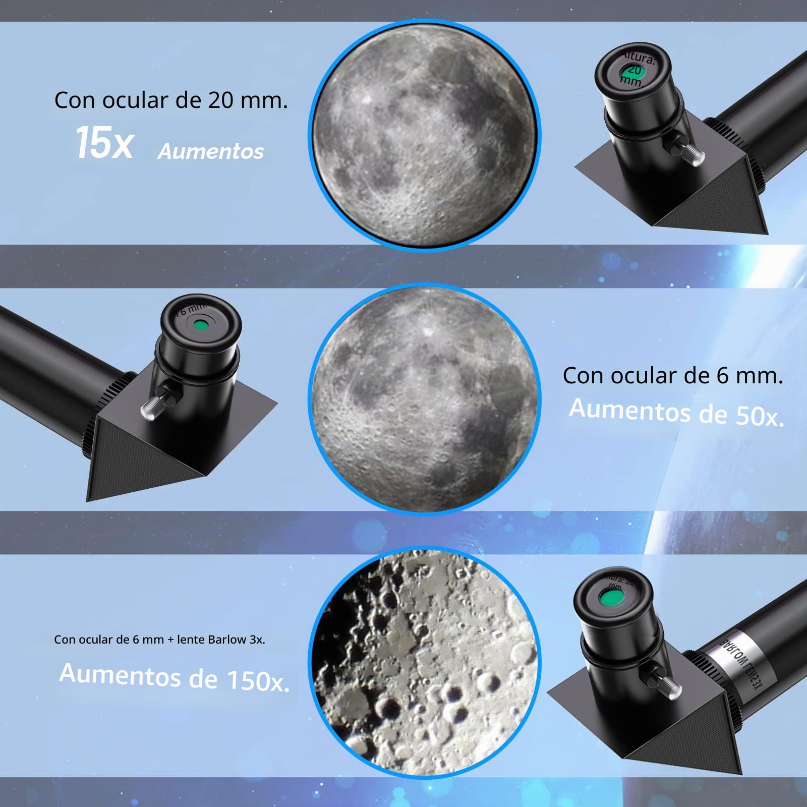 Telescopio para Principiantes niños, 70 mm de Apertura, 400 mm, Refractor de Apertura, telescopios para astronomía, Principiantes, Viajes portátiles, Regalos de astronomía