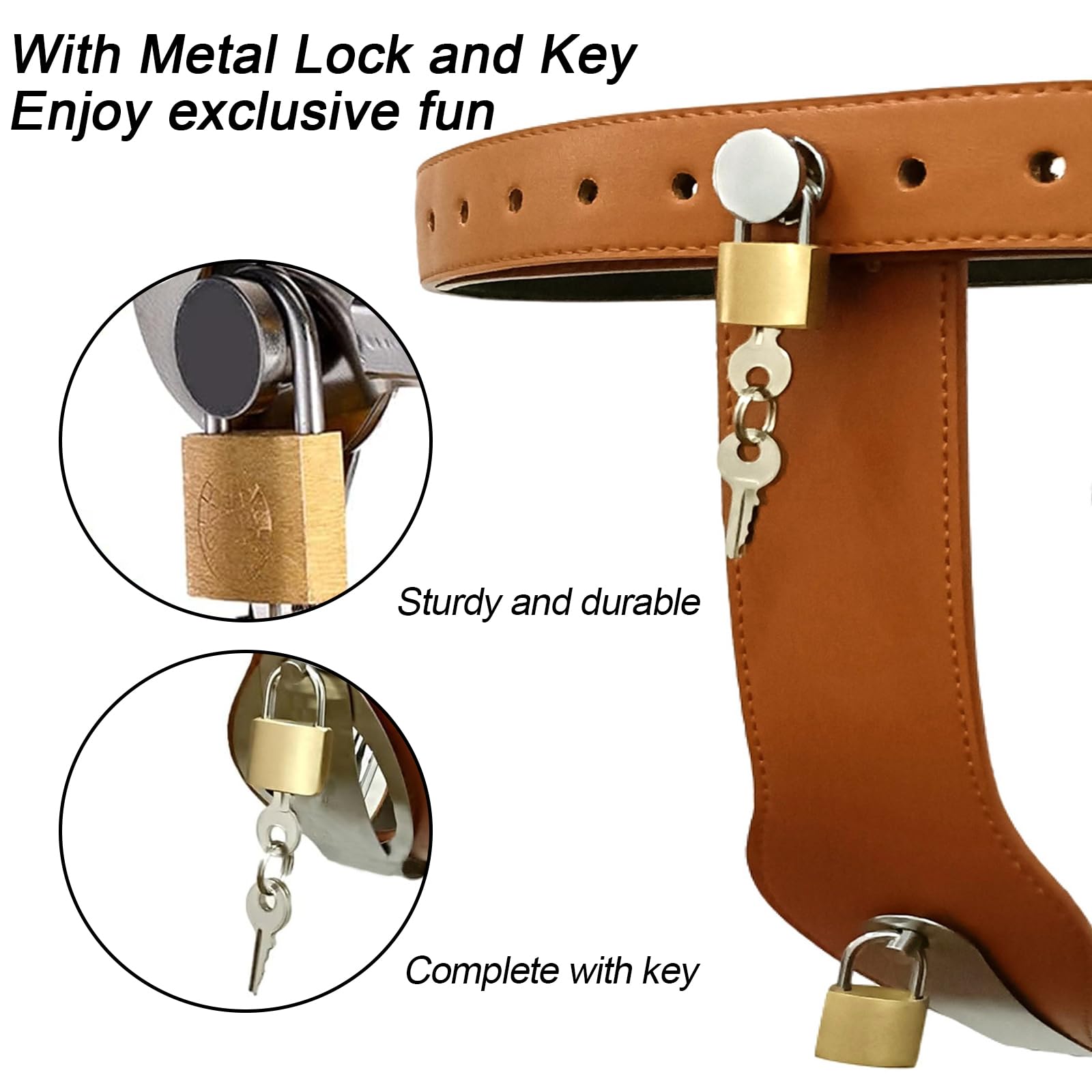 Female Chastity Belt, Lockable Invisible Chastity Belt with 5 Metal Ball Anal Plug and Lock, Strap On Bondage Chastity Pants Butt Plug, SM Adult Restrict Chastity Lock Trainer Sex Toy (): Brown