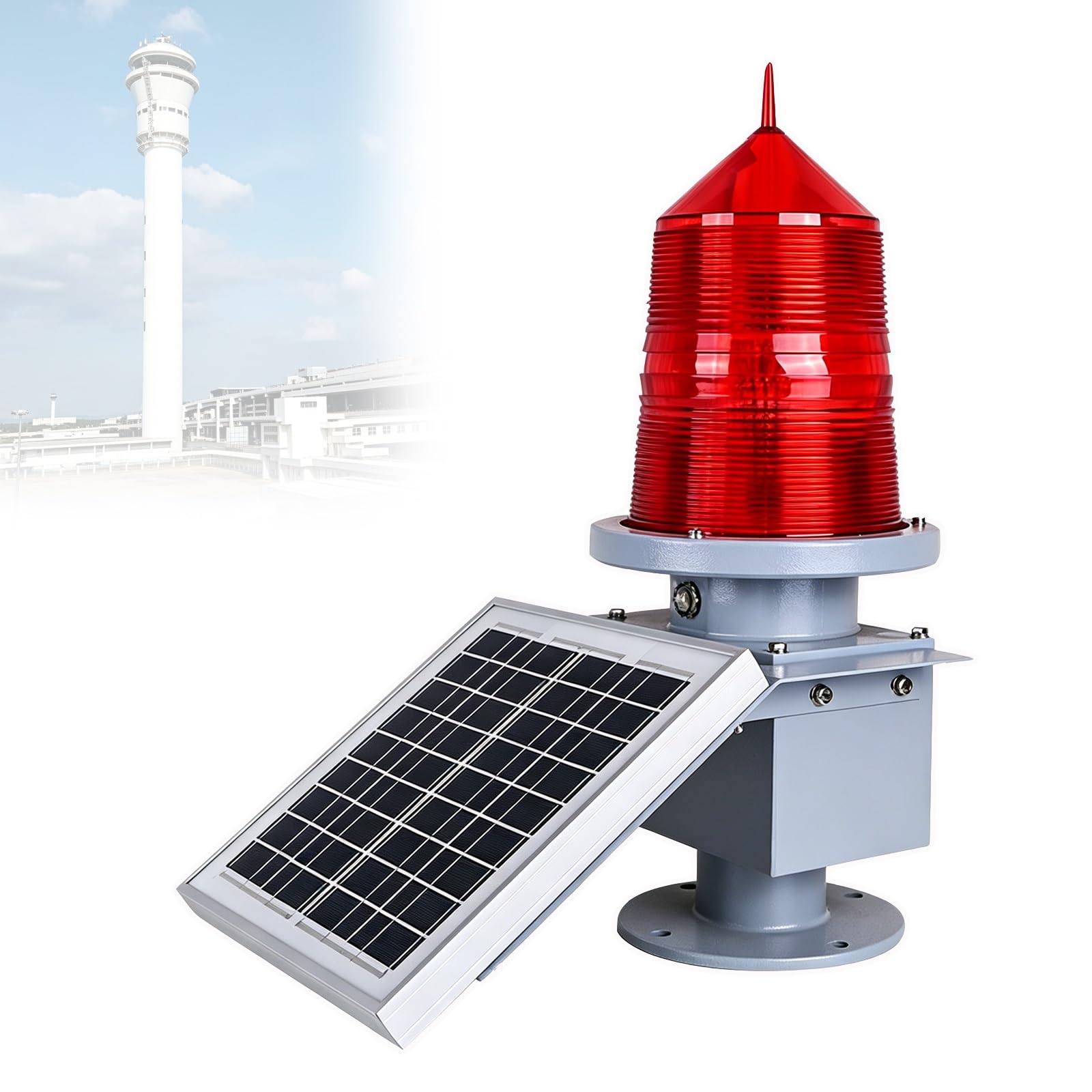 Solarne światło ostrzegawcze bezpieczeństwa samolotu LED, sygnał ostrzegawczy o średniej intensywności z migającym stroboskopem z synchronizacją GPS