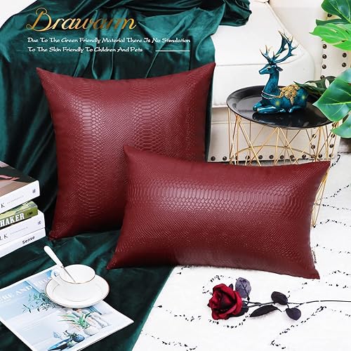 Miniatura 138 de BRAWARM Fundas de almohada de piel sintética de 16 x 16 pulgadas, paquete de 2 fundas de almohada de cuero plateado, almohadas decorativas de piel
