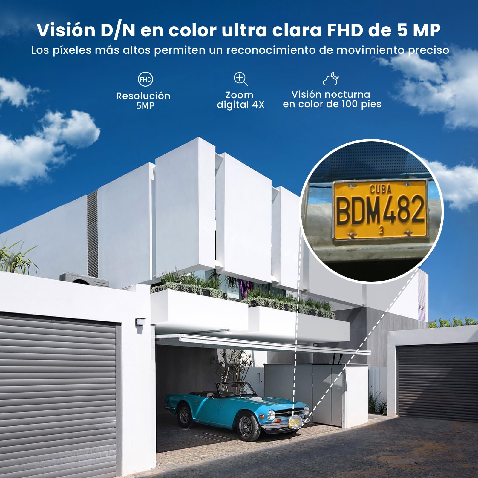 ieGeek 5MP Camara Vigilancia WiFi Exterior Solar, PTZ 360° | Detección Humana PIR, Visión Nocturna en Color, Audio Bidireccional, Almacenamiento Local/Nube, Compatible Alexa IP65