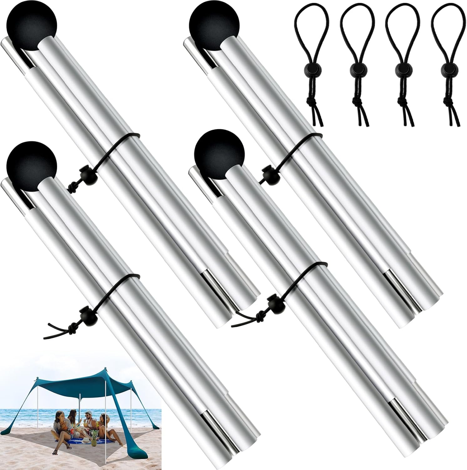 Ferraycle 4 Pcs Extra Poles for a Beach Tent Poles