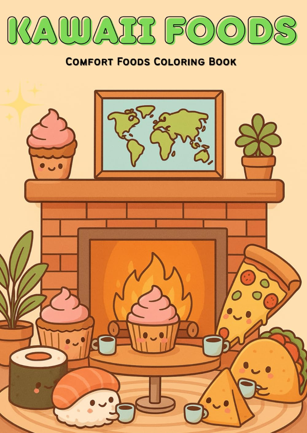 Fuzzy Foods: Kawaii Coloring Book of Adorable International Dishes for Stress Relief (Yummy Friends Coloring): Relax and Unwind by Coloring Adorable ... Therapeutic for Dementia and Stress Relief