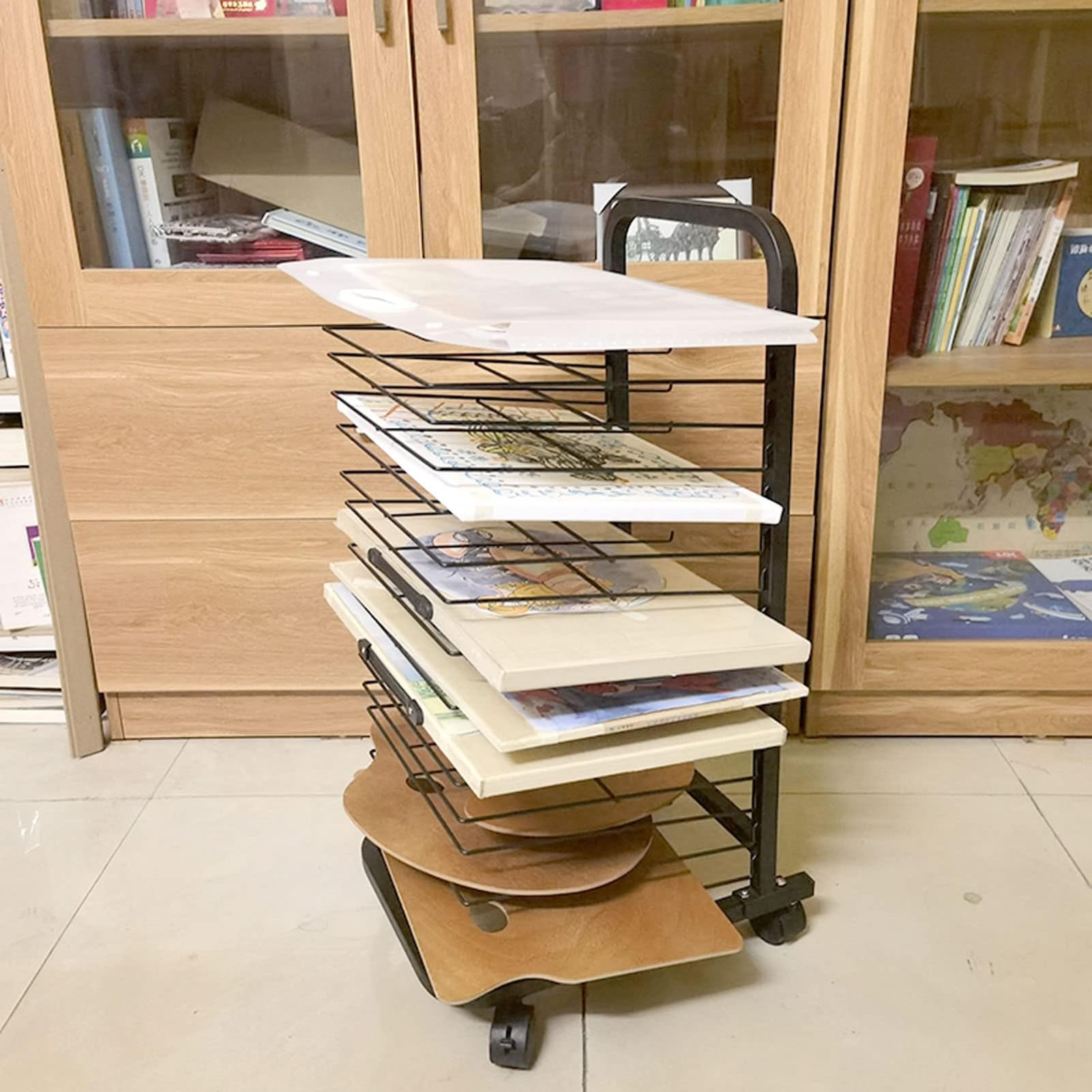 Aioneer Steel Drying Painting Racks - Mobile Paint Drying Rack, Mobile Metal Art Storage Rack, Removable Shelves, Art Organizer For Kids, Art Studio Organization And Storage, Artwork Sto,35,layer
