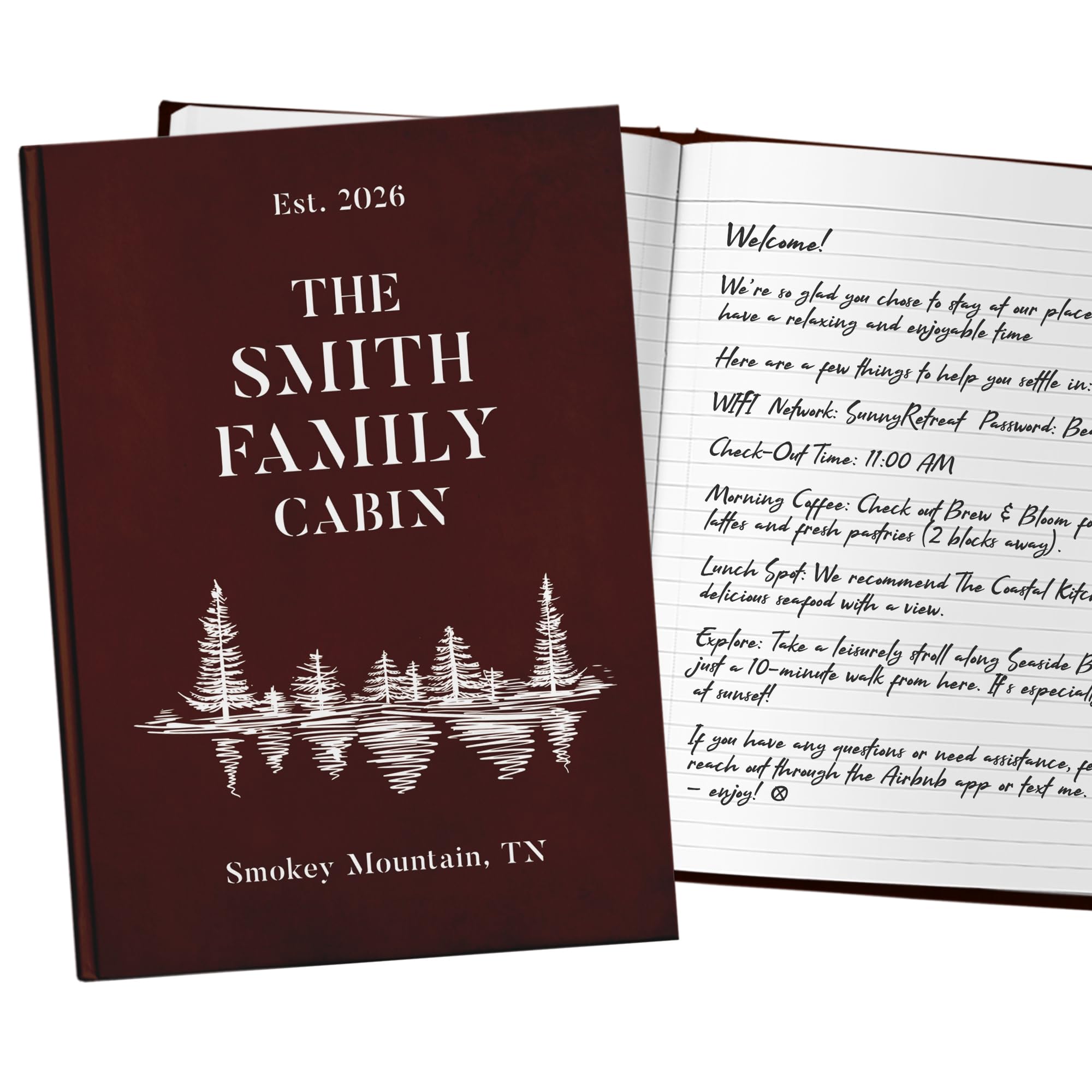 Family Cabin Cottage Hardcover Guestbook, Guest Sign In Book for Visitors, Guest Book For Vacation Home, Visitor Guest Book, Summer Lake House Rental