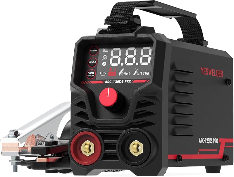 YESWELDER Mini soldador de varilla de 125 amperios con pantalla LED grande, máquina de soldadura por arco IGBT, máquina soldadora MMA portátil de arranque en caliente de 110 V, fuerza de arco