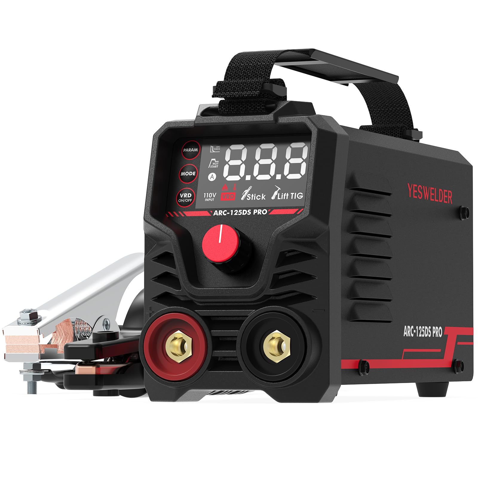 YESWELDER Mini Stick Welder Portable, Large LED Display 125Amp ARC Welding Machine,110V MMA Welder Machine with Hot Start, Arc Force, Anti-Stick