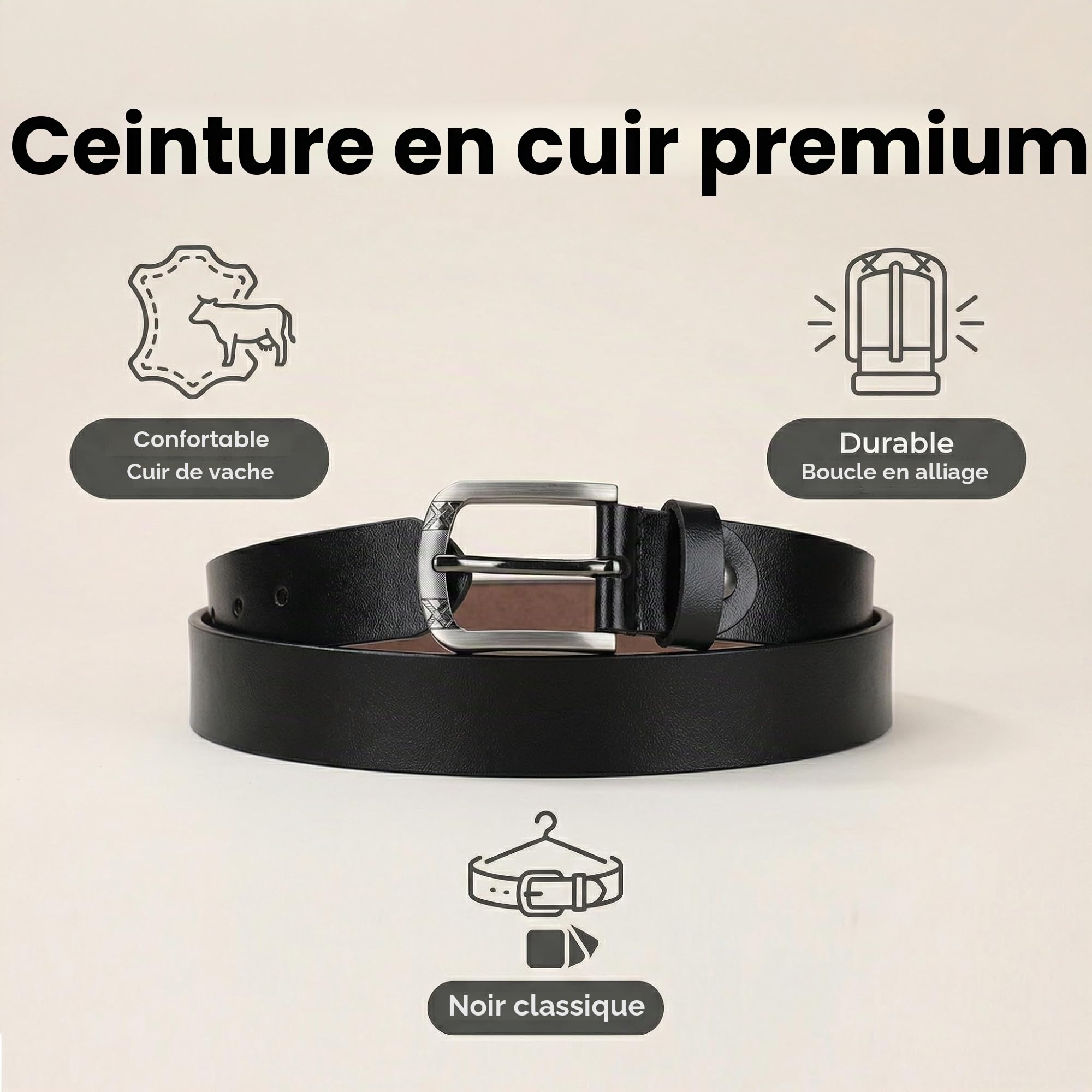 Ceintures Femme Cuir Grande Taille Ceintures Femme 110CM-180CM Ceinture 3,5CM pour Jeans Pantalons Robes avec Boîte Cadeau.