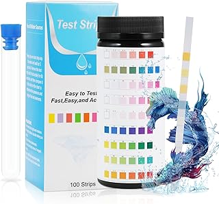 9 in 1 Aquarium Test Strips,100 Strips Aquarium Testing Kit for Freshwater Saltwater, Fish Tank Test Kit with Test Tube Fast & Accurate Water Quality Testing Strips for Aquariums & Ponds