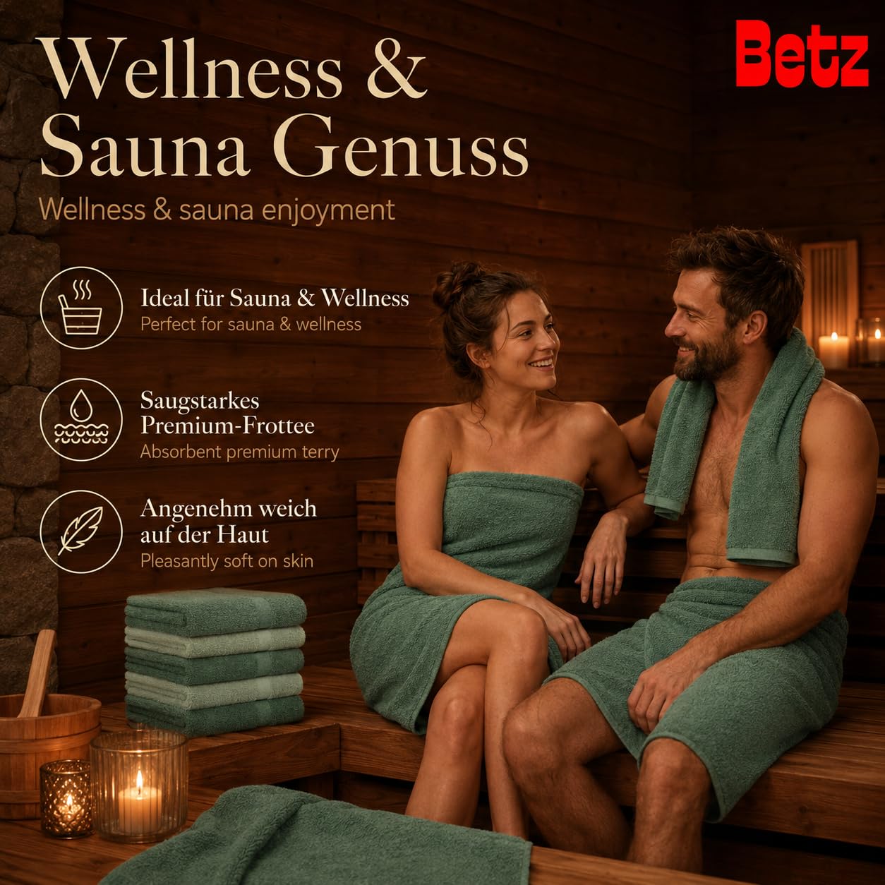Betz Premium Handtuch-Set 12-teilig 100% Baumwolle Oeko-TEX Zertifiziert 470 g/m² heugrün tannengrün