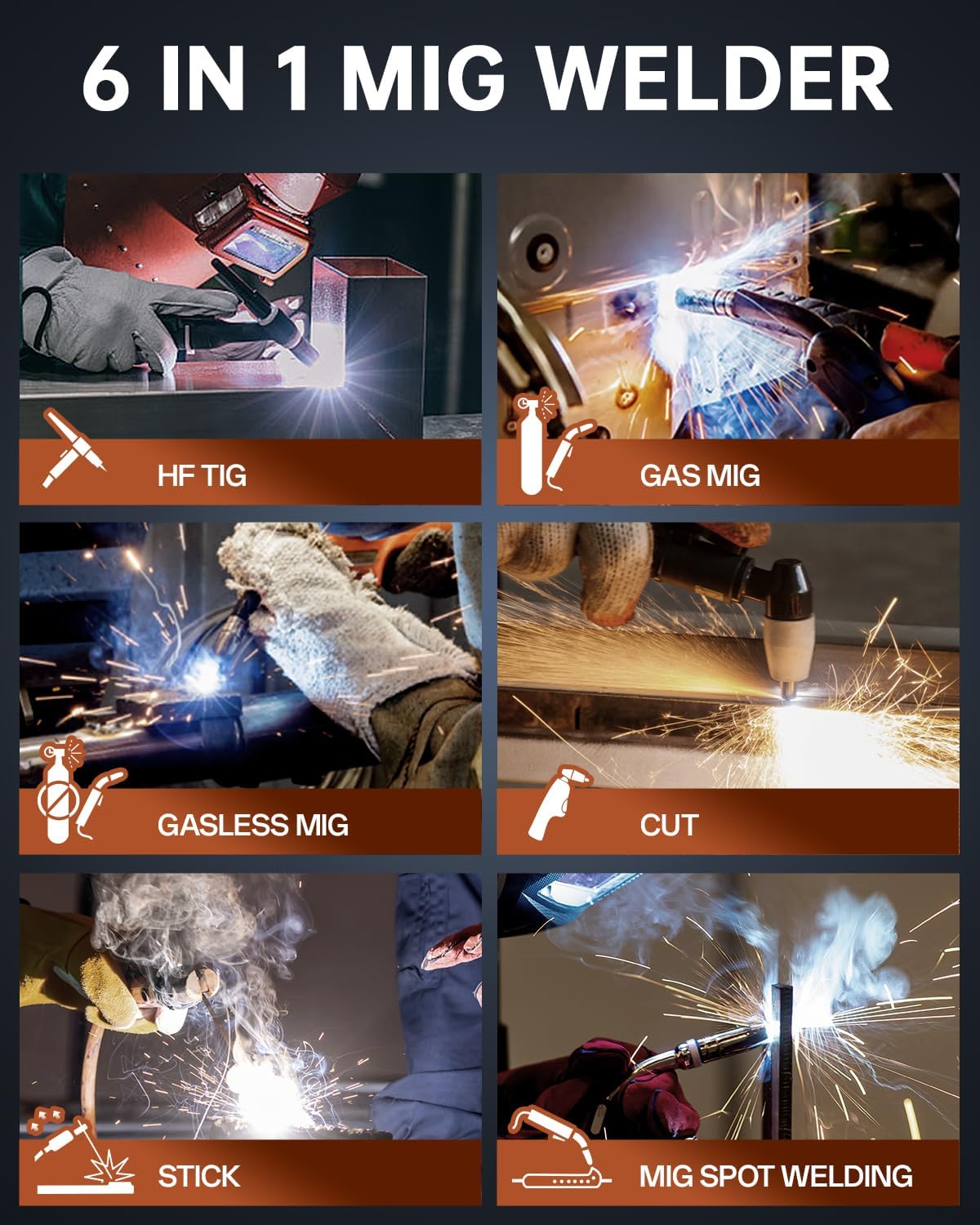 Six-in-one welding and cutting processes