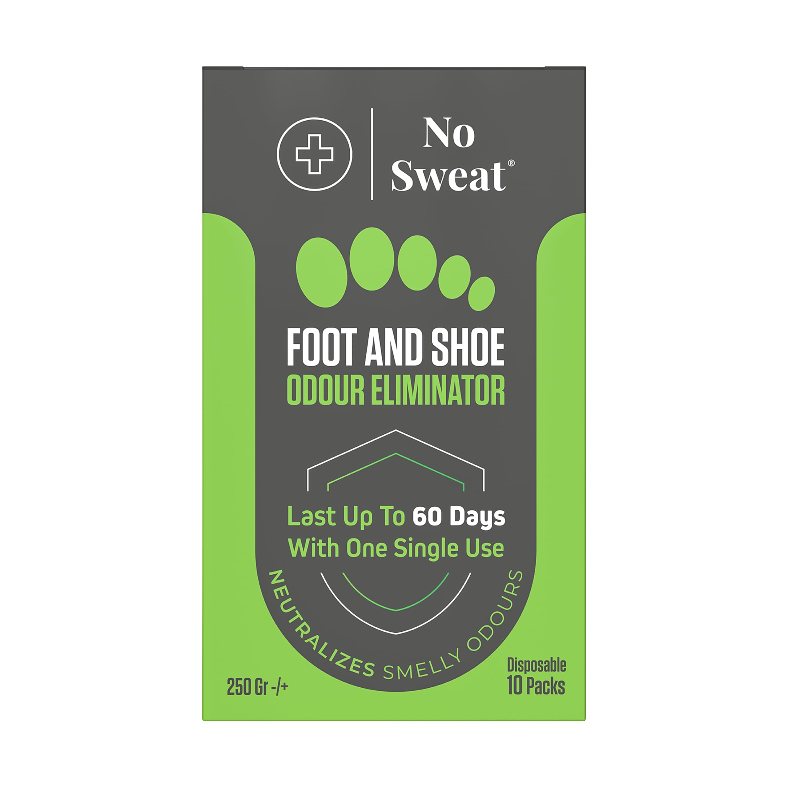 No Sweat Foot And Shoe Odour Eliminator Powder - Lasts Up To 60 With One Single Use - Salty Structure - No Need Mix With Water - Neutralizes Smelly