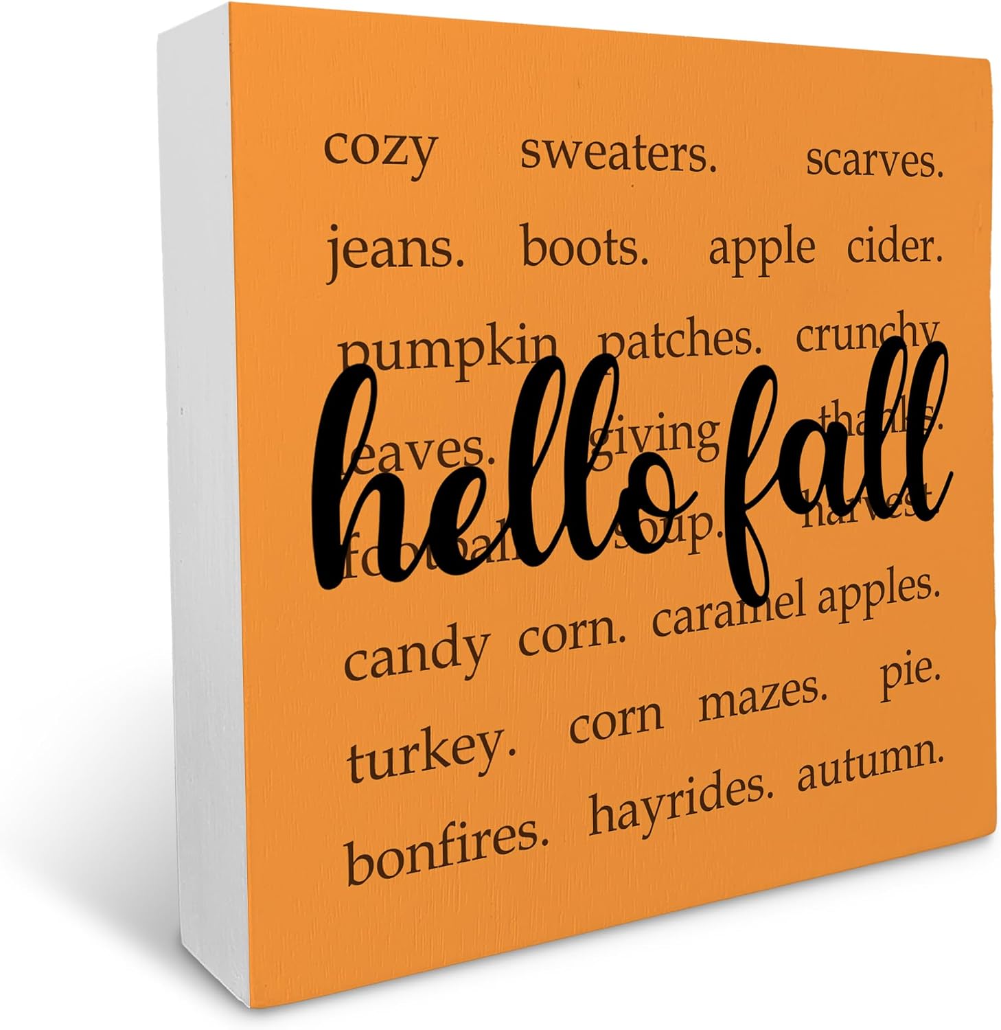 Amazon.com: Fall Hello Thanksgiving Autumn Harvest Seasonal Orange Wood ...