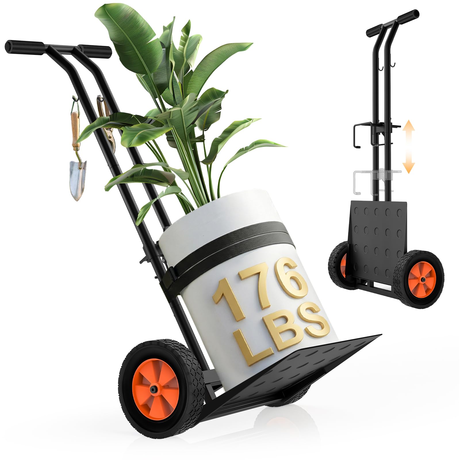 Photo 1 of OICIPT Plant Caddy with Wheels, USA Original Patent, 176 lbs Plant Dolly Cart, Foldable Plant Mover Cart with Adjustable Grabbing Arm and Strap for Large Plant Pots, Indoor & Outdoor Use, Carbon Black