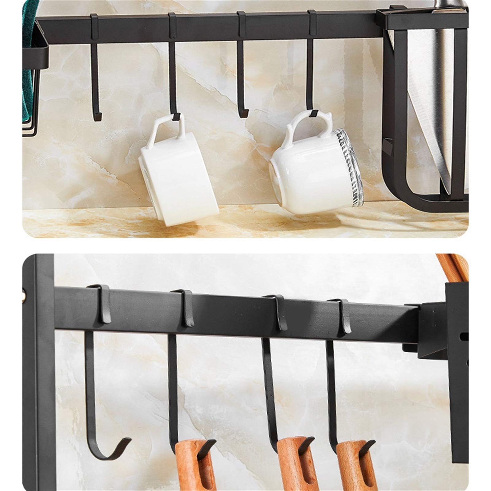 Scolapiatti su 2 Livelli, Sgocciolatoio in Acciaio Compatto & Robusto, Salvaspazio, 65x32x52 Cm, Nero, Inox, 85 X 32 X52 Cm