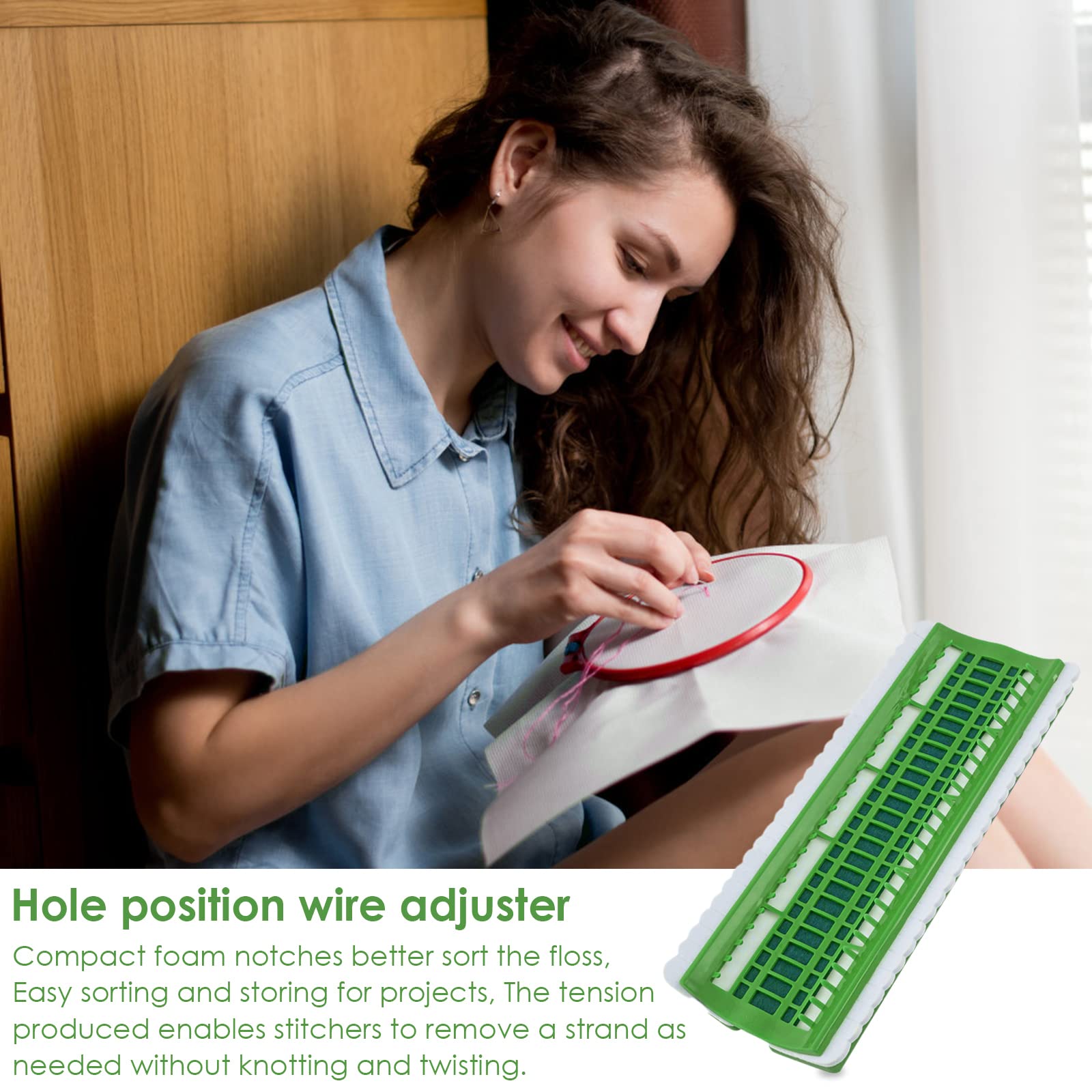 Organizzatore Filo Per Punto Croce 50 Posizioni - Porta Filo Con Carte Codice E Schiuma, Verde - Foto 11