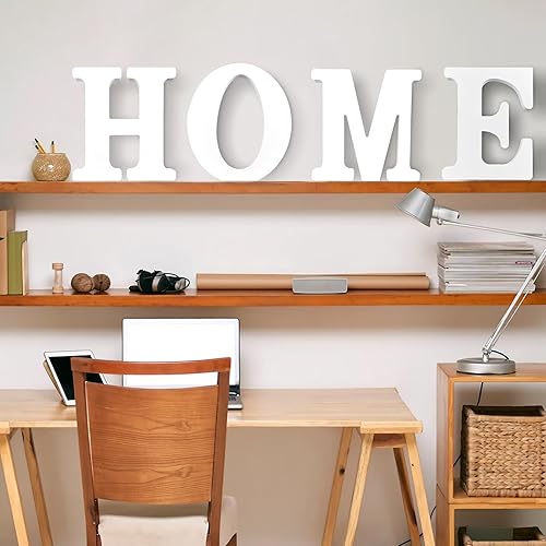 Miniatura 4 de AOCEAN Letras de madera grandes blancas de 12 pulgadas, letras de madera sin terminar para decoración de pared, letras decorativas de pie,