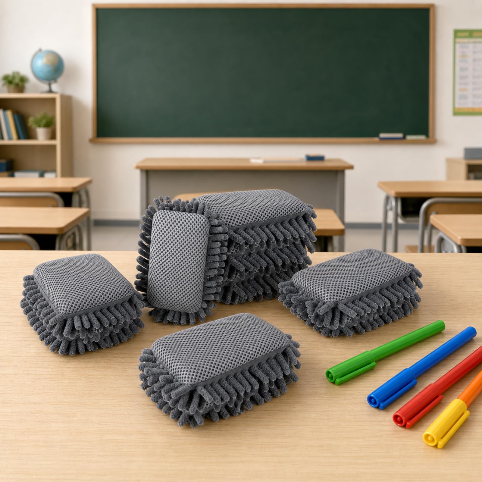 Sherr 24 Stück Radiergummis für die Schule, trocken abwischbar, magnetisch, Whiteboard-Radiergummi, Mikrofaser, waschbar, für Zuhause, Klassenzimmer, Büro (grau)