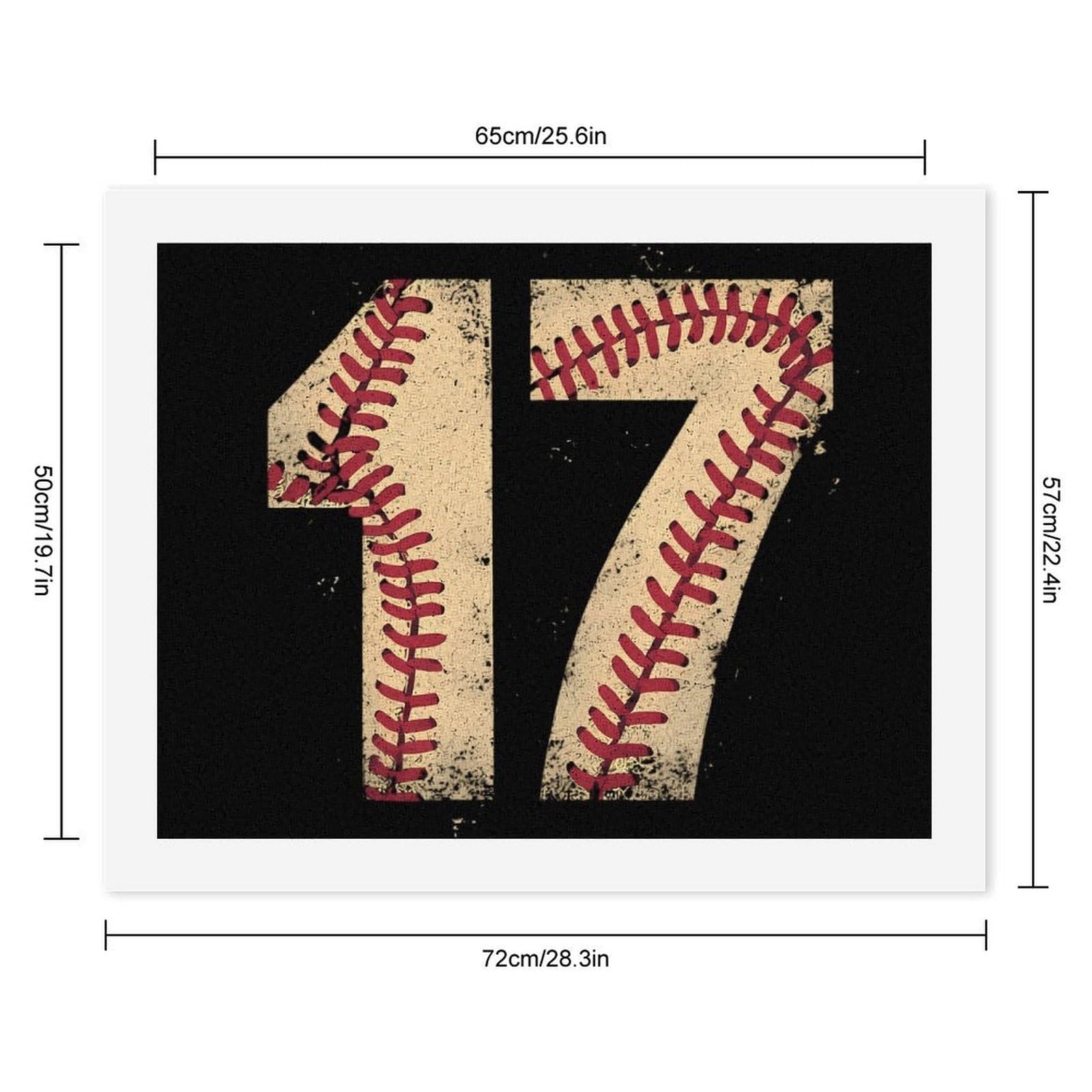 Malen nach Zahlen, Motiv: Nummer 17, Baseball, für Erwachsene, Anfänger, bunt, DIY, einfaches Malen für Zuhause, Wanddekoration