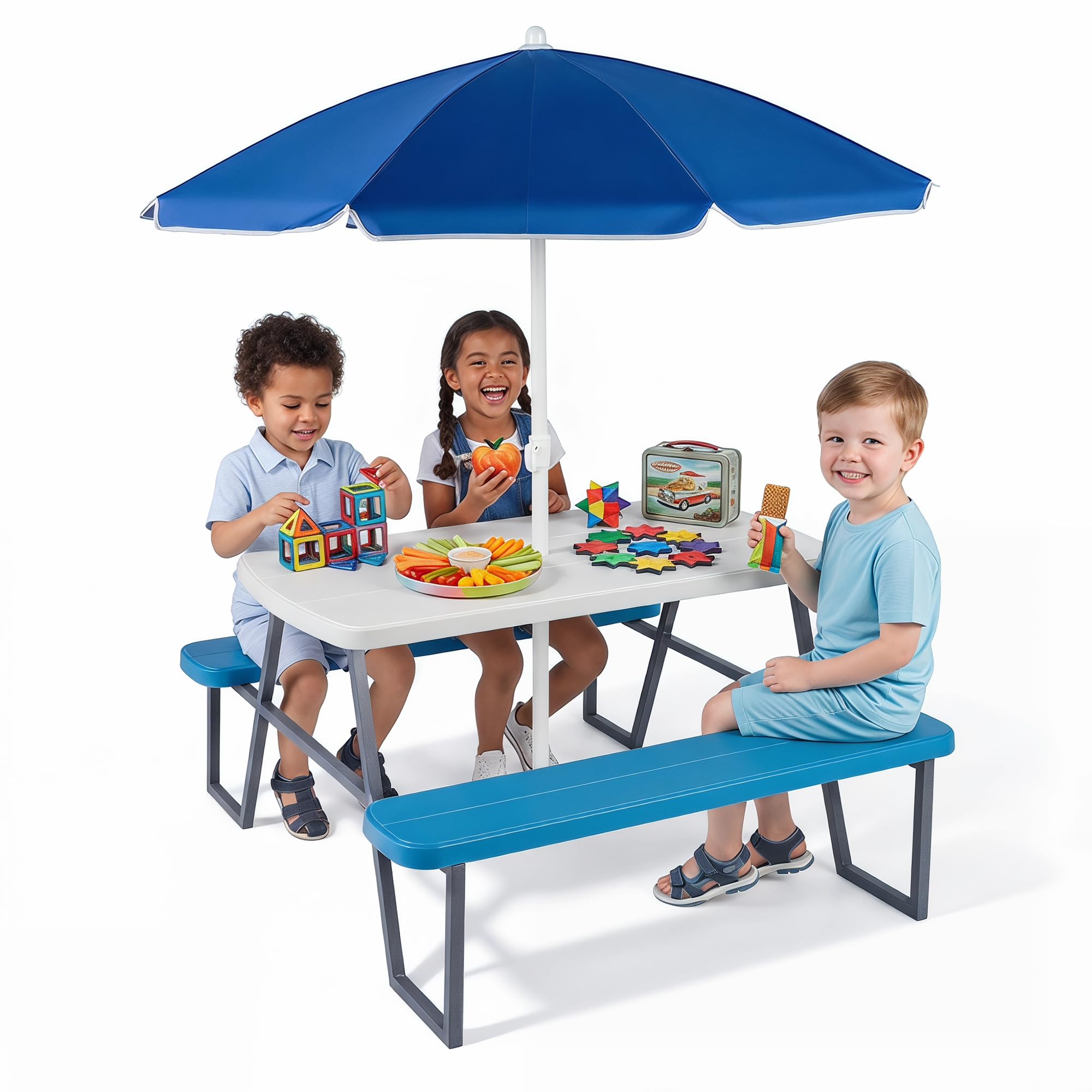 GOPLUS Mesa de Picnic Infantil con Sombrilla Desmontable