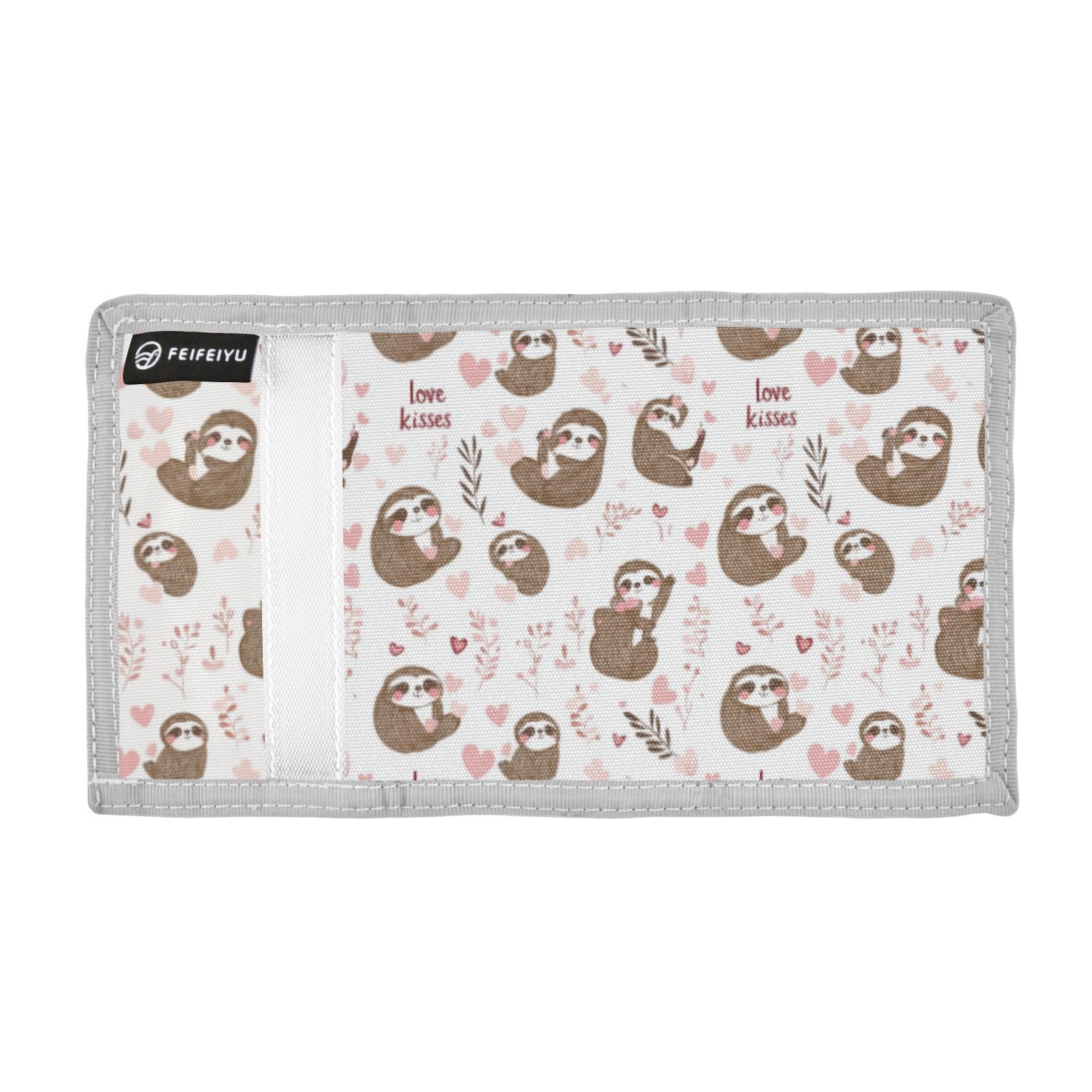 Wusikd Cute Sloth Kids Wallet for Boys Girls Pink Hearts Toddler Trifold Wallet Novelty Wallet for Teens Women Men