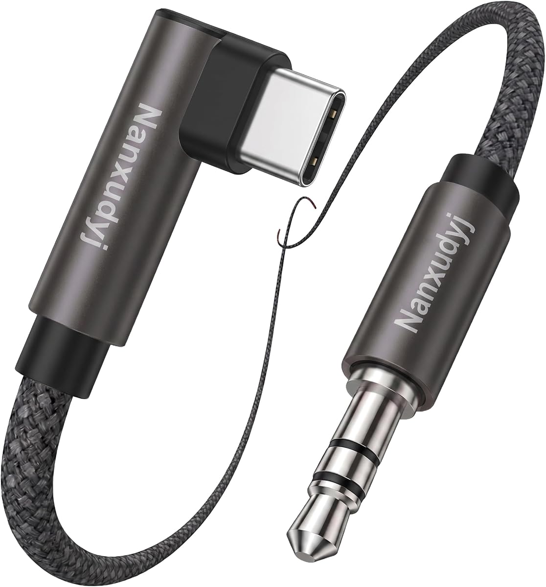 90 Degree USB C to 3.5mm Audio Cable 3ft (Audio Only), Braided DAC Hi-Res Aux Cord for Car Stereo Headphones, Compatible with iPhone 17, 16, 15 Pro Max, Galaxy S25, S24 Ultra, iPad