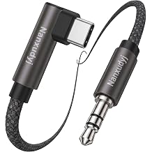90 Degree USB C to 3.5mm Audio Cable 3ft Audio Only, Braided DAC Hi-Res Aux Cord for Car Stereo Headphones, Compatible with iPhone 17, 16, 15 Pro Max, Galaxy S25, S24 Ultra, iPad