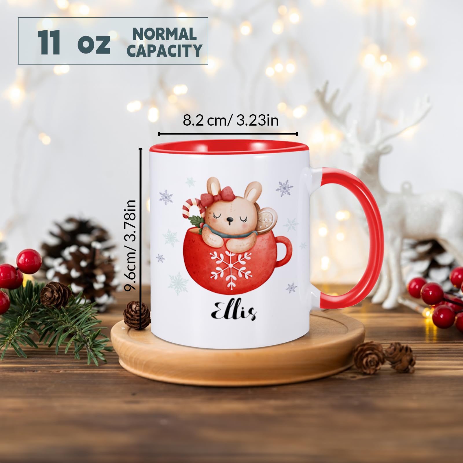 Personalized Santa Claus Mug For Kids - Custom Name Christmas Hot Chocolate Mug, 11 Oz Ceramic (Multiple Colors)