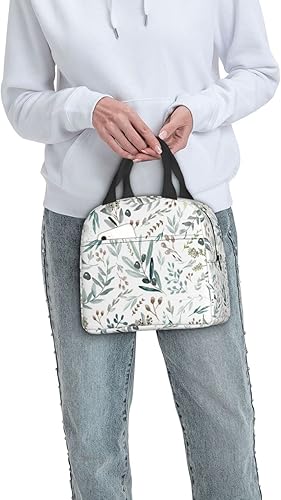 Miniatura 5 de Bolsa de almuerzo reutilizable con aislamiento térmico de hoja verde salvia de primavera para mujeres y hombres impermeable para el trabajo oficina