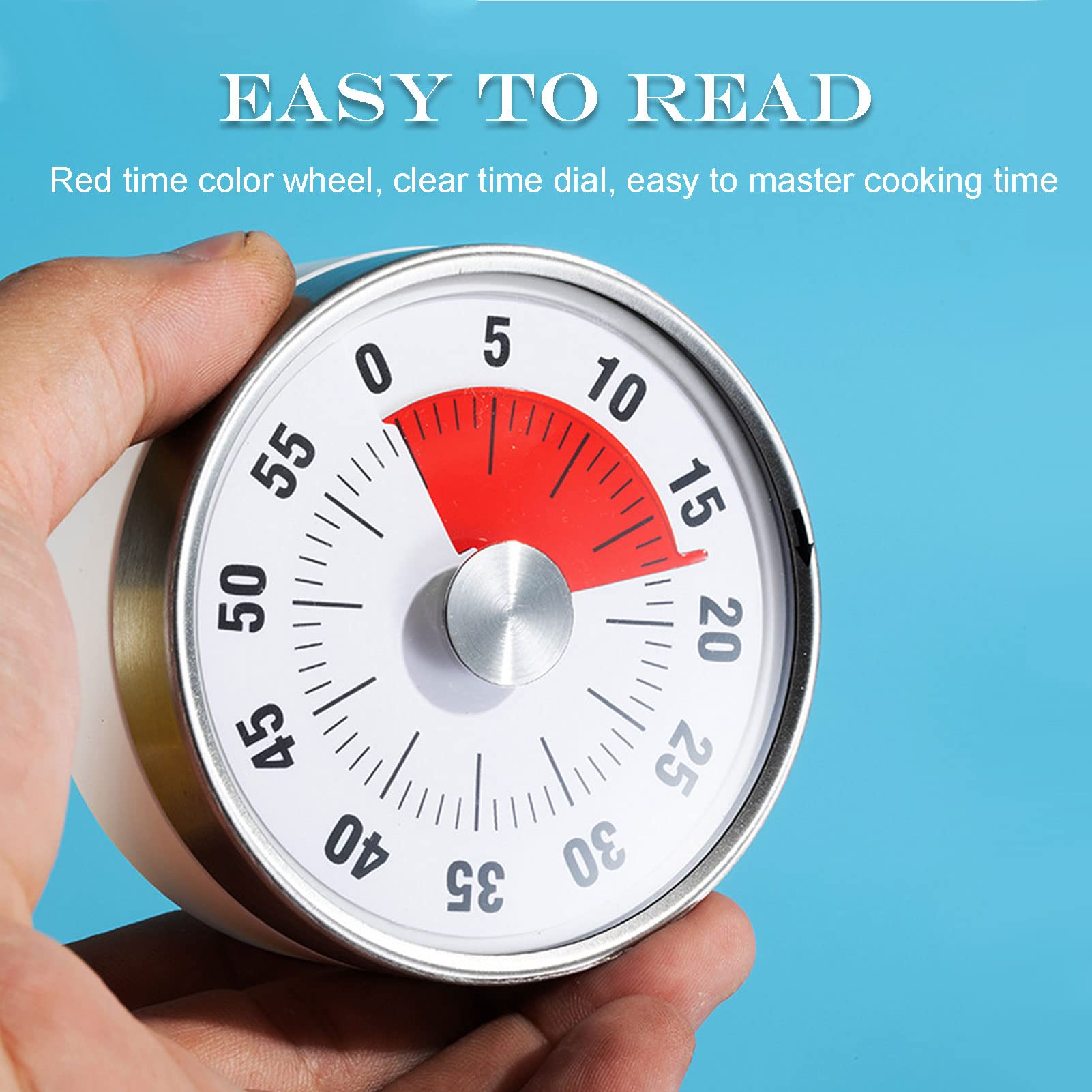 Minuteur Mécanique De Cuisine 60 Minutes - Dos Magnétique - Compte à Rebours Visuel - Acier Inoxydable - Pour Sport, Cuisine, étude