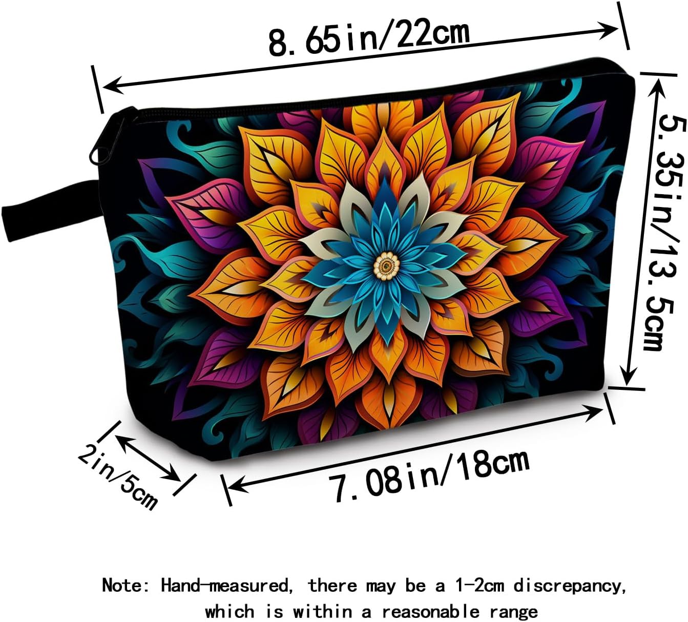 Mandala Printed Cosmetic Bag Vibrant Spiritual Design Makeup Organizer Yoga Retreat & Festival Travel Essential Unique Birthday/Meditation Gift Idea image 2